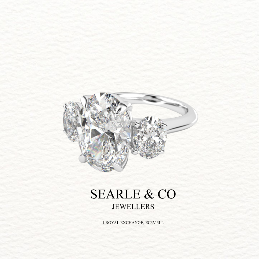 Oval & Round Diamond Trilogy Engagement Ring