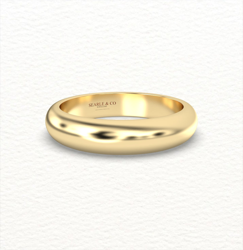 18K Gold D-Shaped Wedding Bands