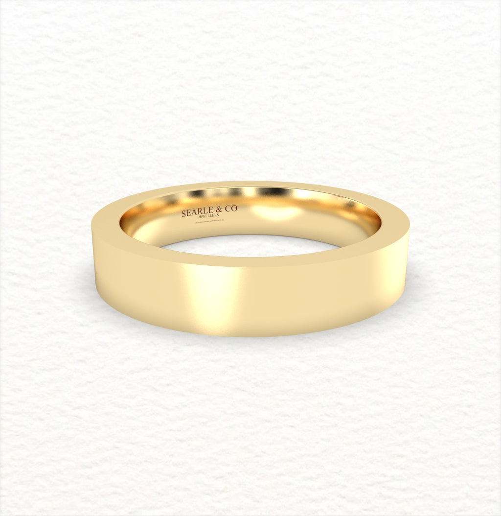 18K Gold Flat Court Wedding Bands