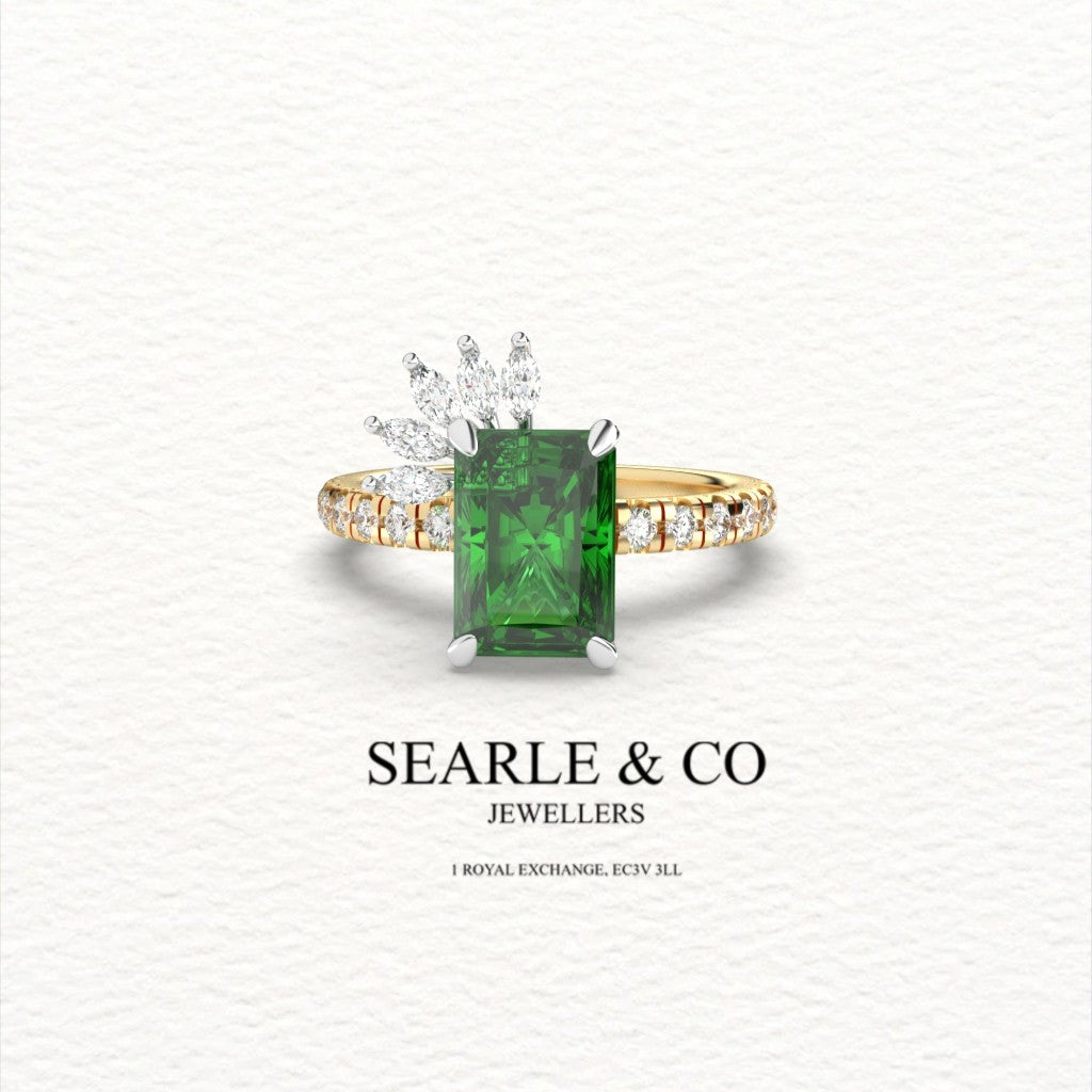 Emerald and Diamond Engagement Ring