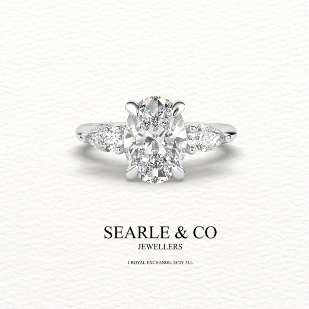 Oval & Pear-Cut Diamond Trilogy Engagement Ring