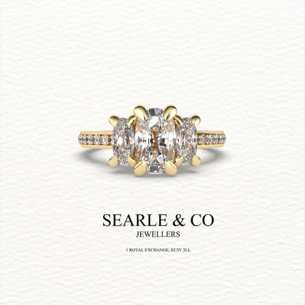 Oval-Cut Diamond Trilogy Engagement Ring