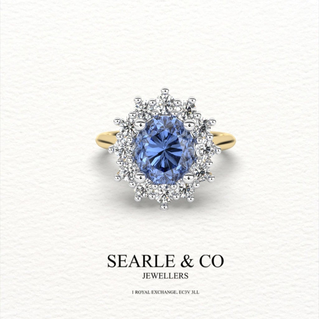 Sapphire & Diamond Cluster Engagement Ring