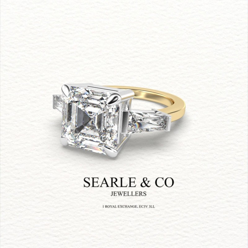 Asscher-Cut Trilogy Engagement Ring