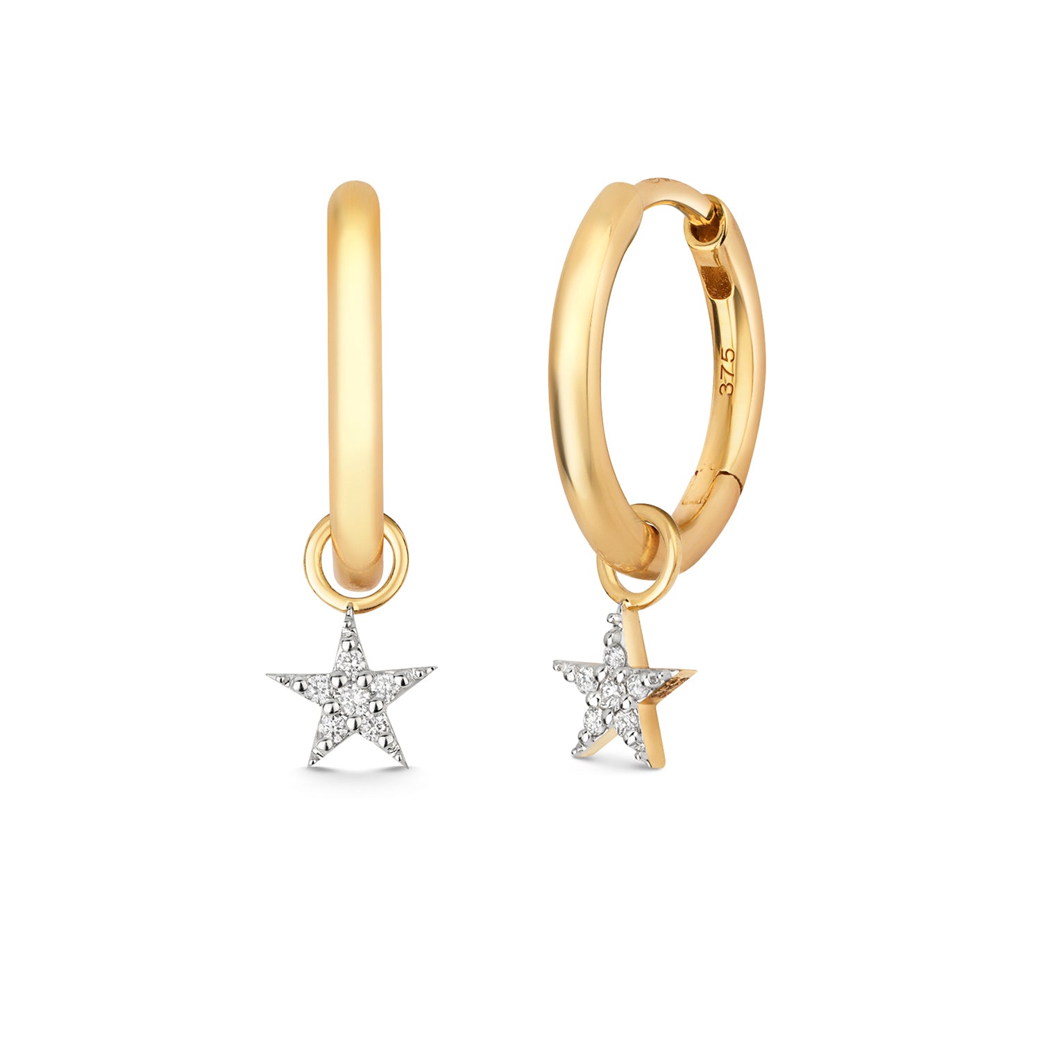 18K Gold and Diamond Star Huggie Charm