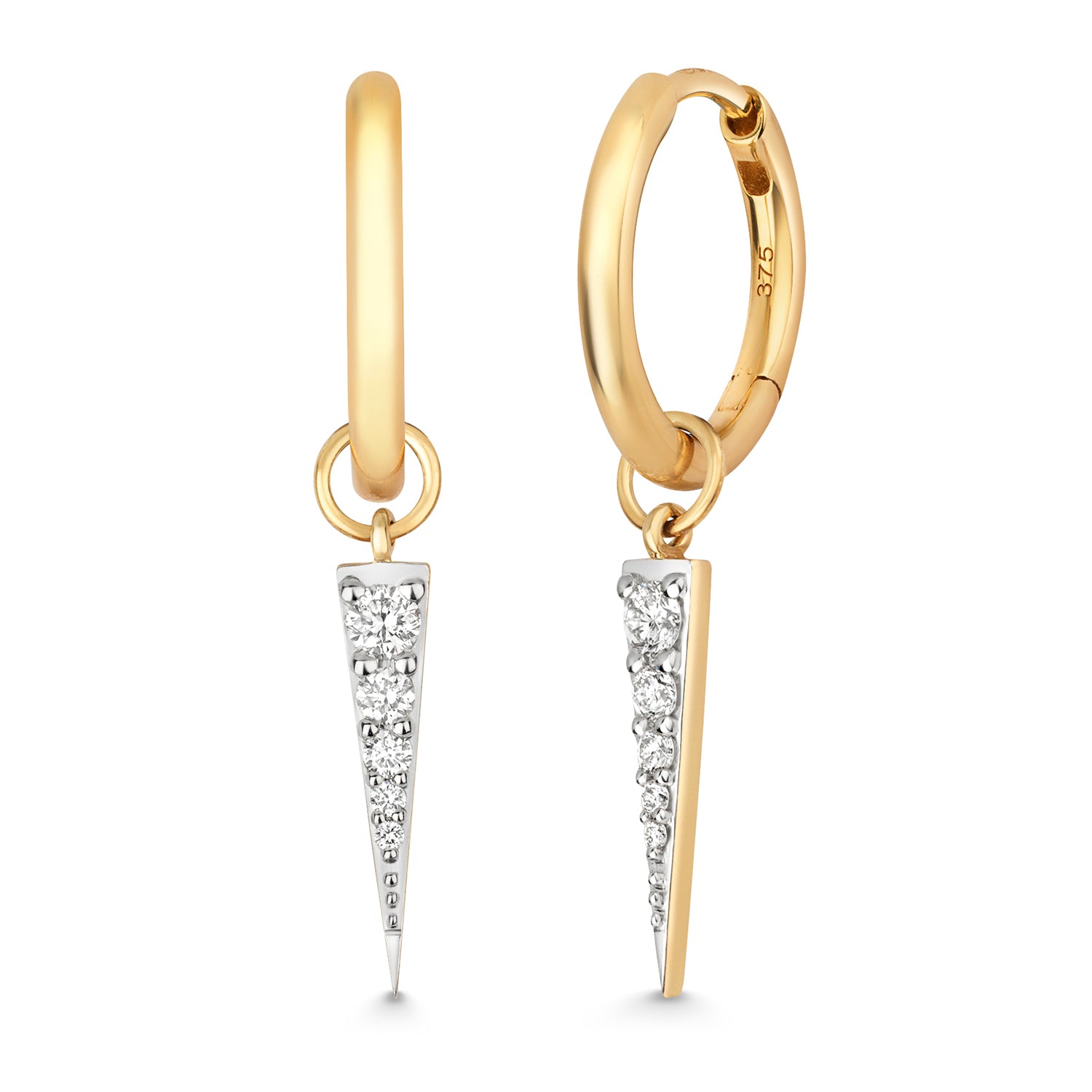 18K Gold and Diamond Spike Huggie Charm