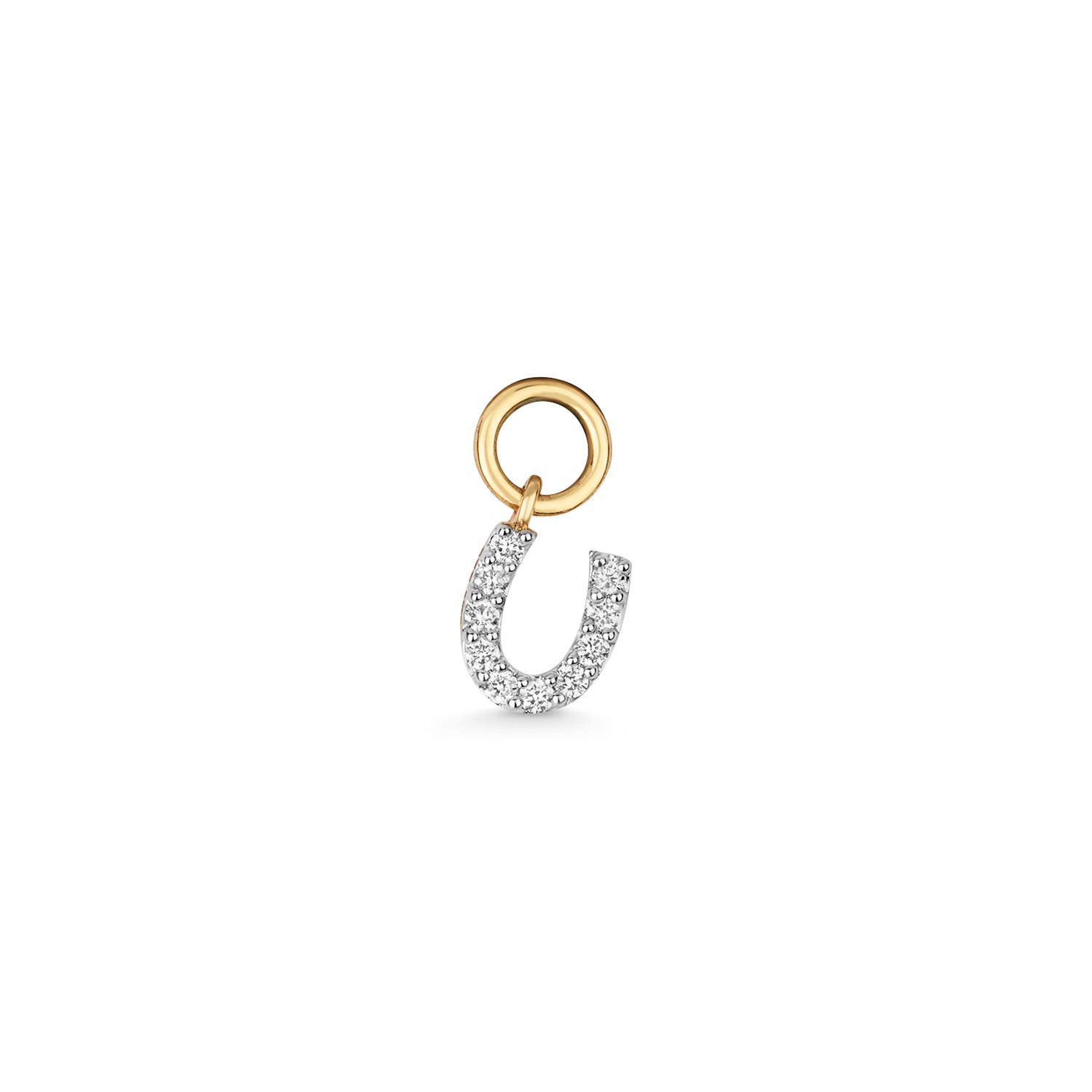 18K Gold and Diamond Horseshoe Huggie Charm