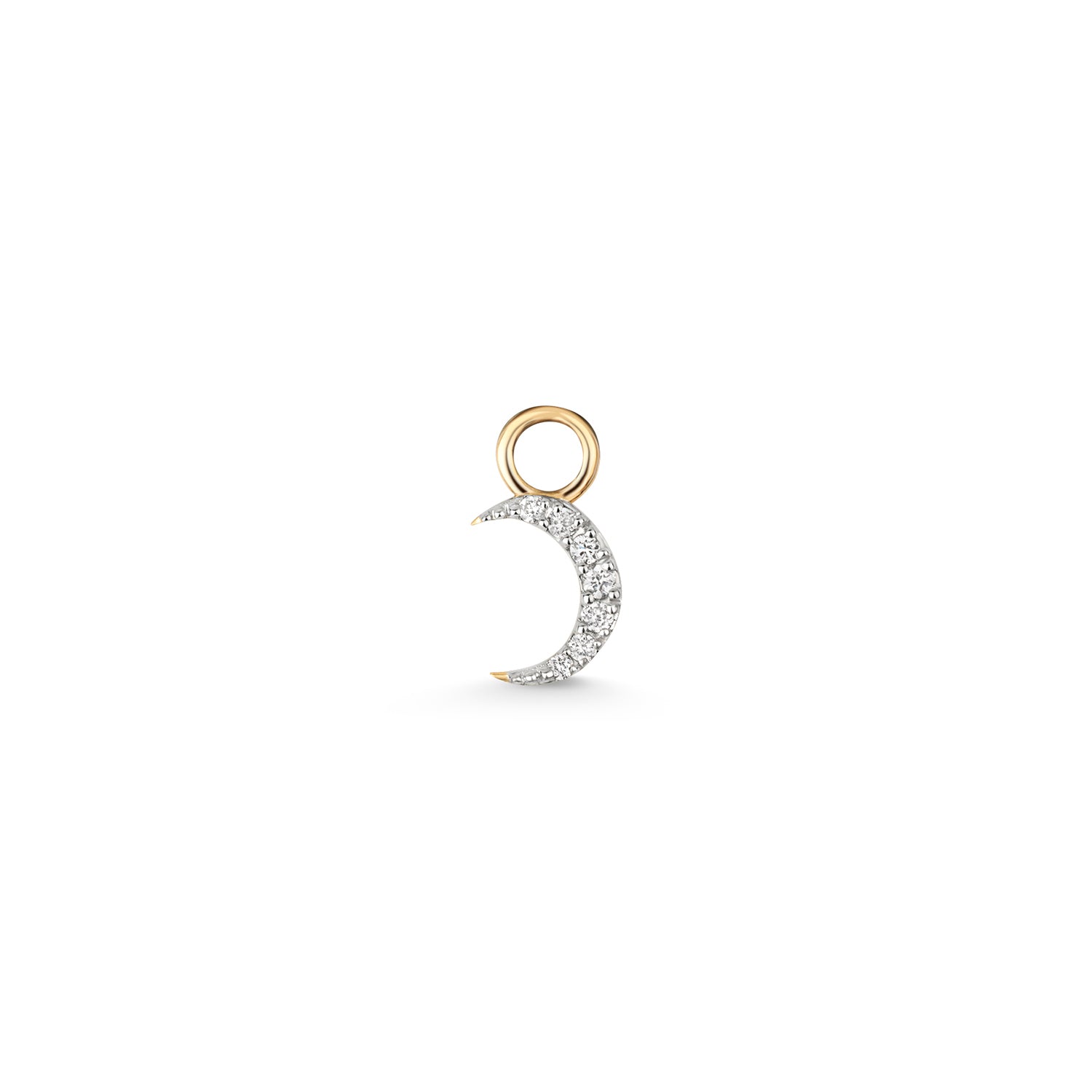 18K Gold and Diamond Moon Huggie Charm
