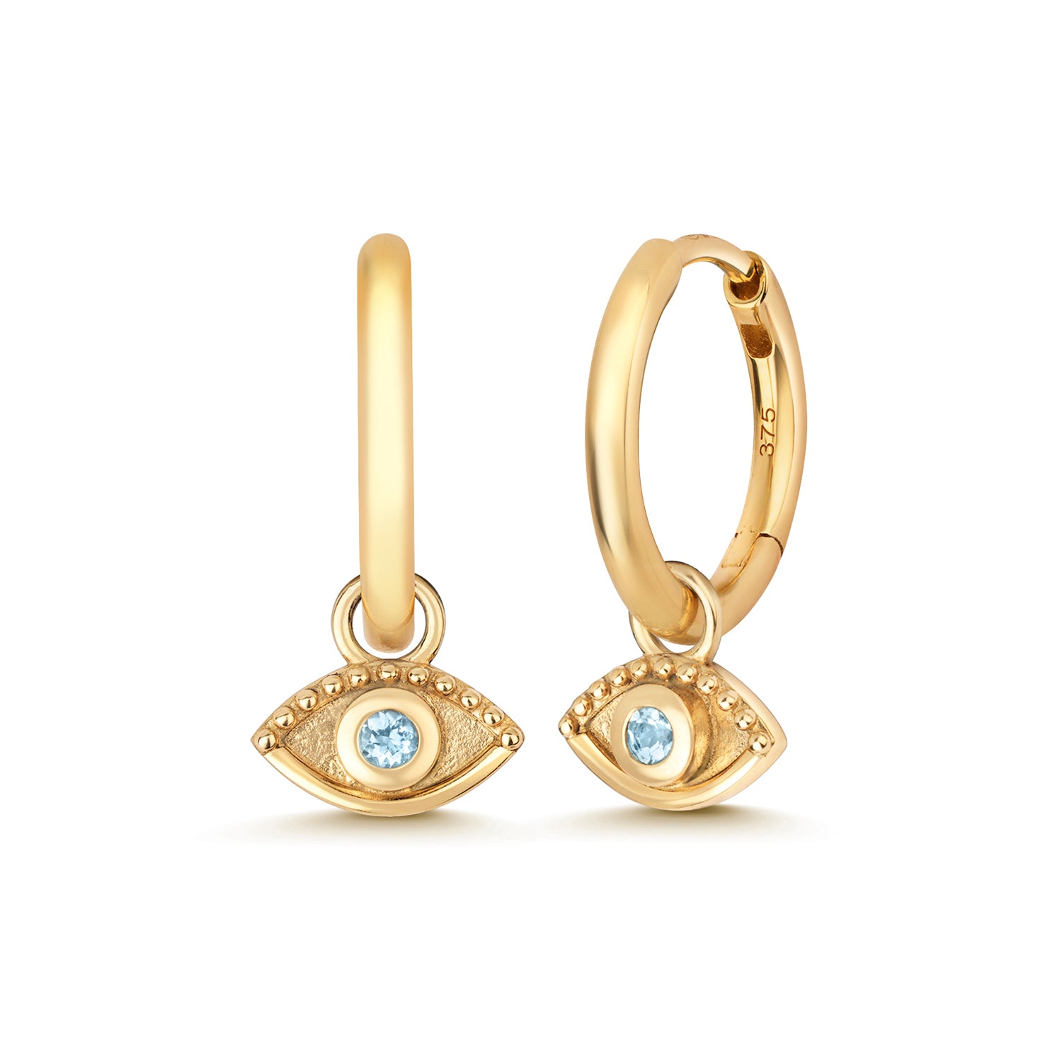 18K Gold and Aquamarine Eye Huggie Charm