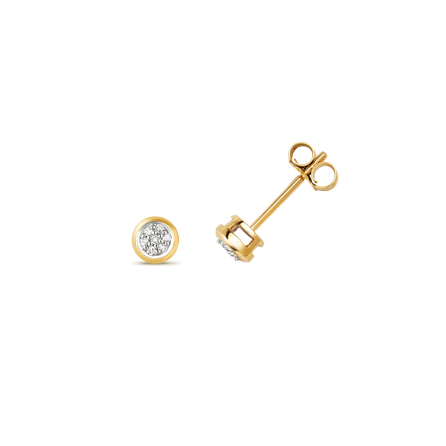 18K Gold and Diamond Cluster Illusion Stud Earring