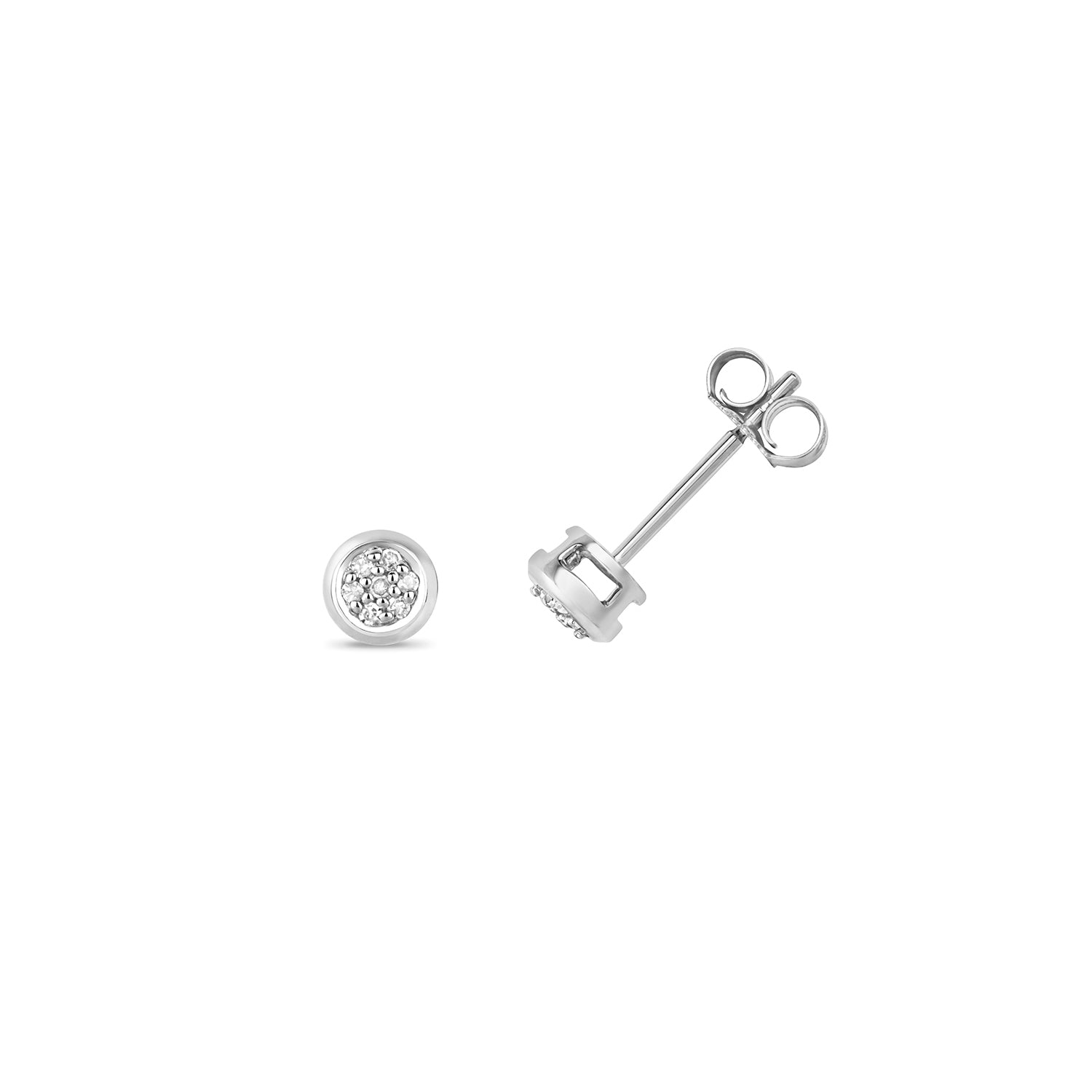 18K Gold and Diamond Cluster Illusion Stud Earring