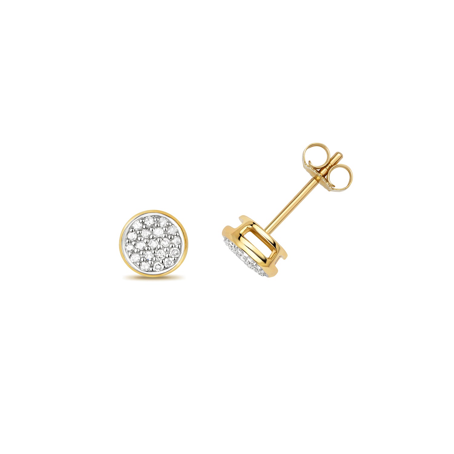 18K Gold and Diamond Cluster Illusion Stud Earring