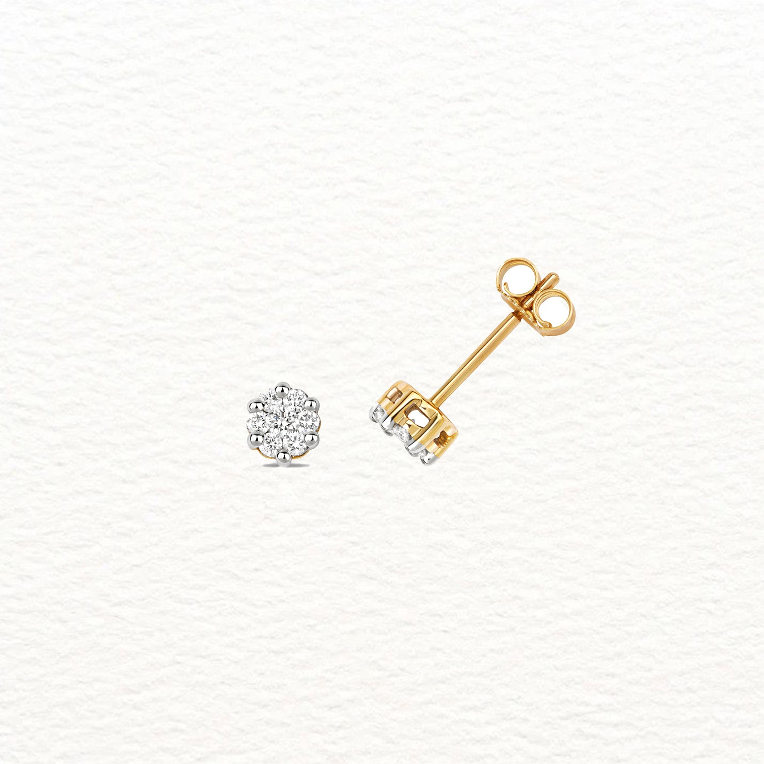 18K Gold and Diamond Illusion Stud Earring