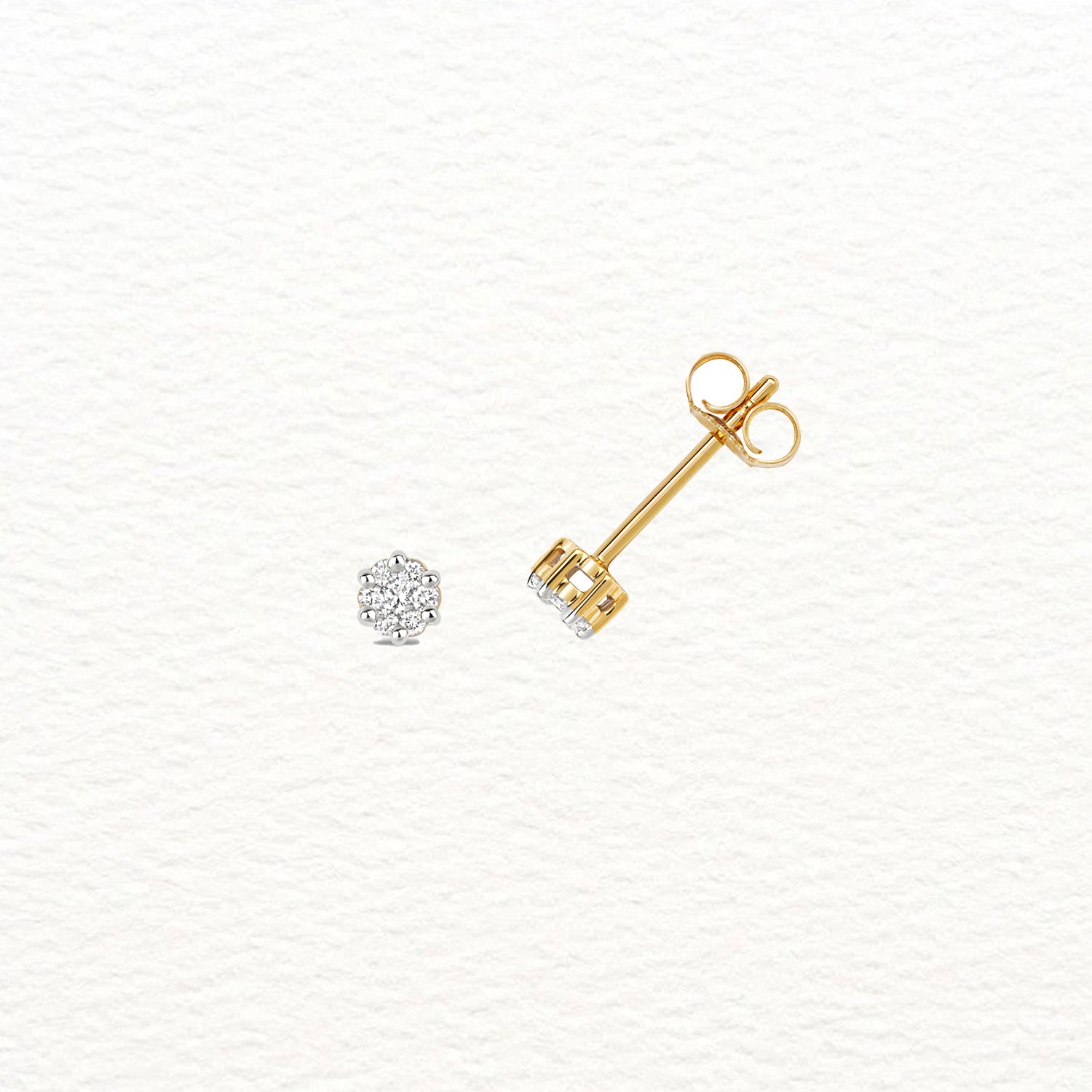 18K Gold and Diamond Illusion Stud Earring