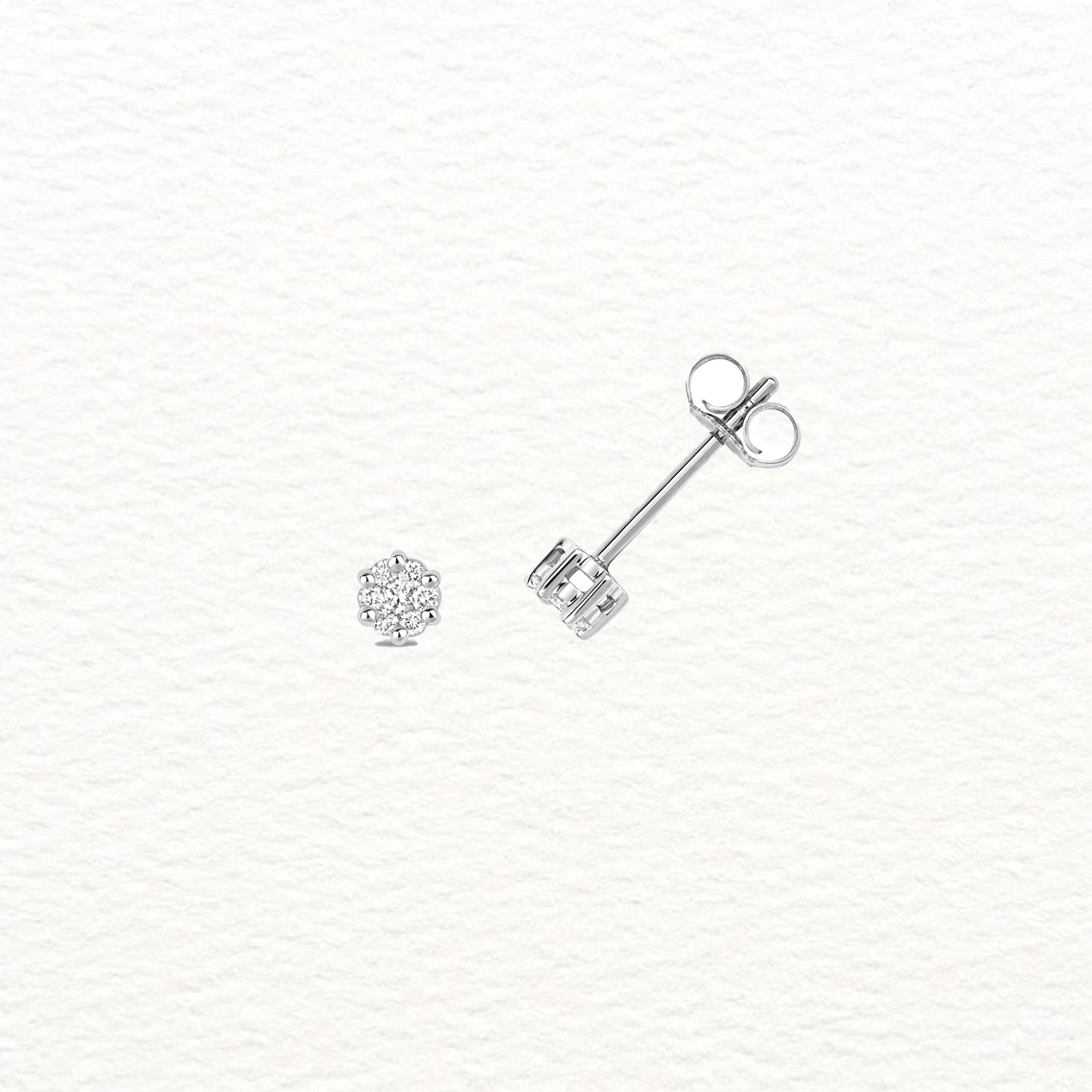 18K Gold and Diamond Illusion Stud Earring