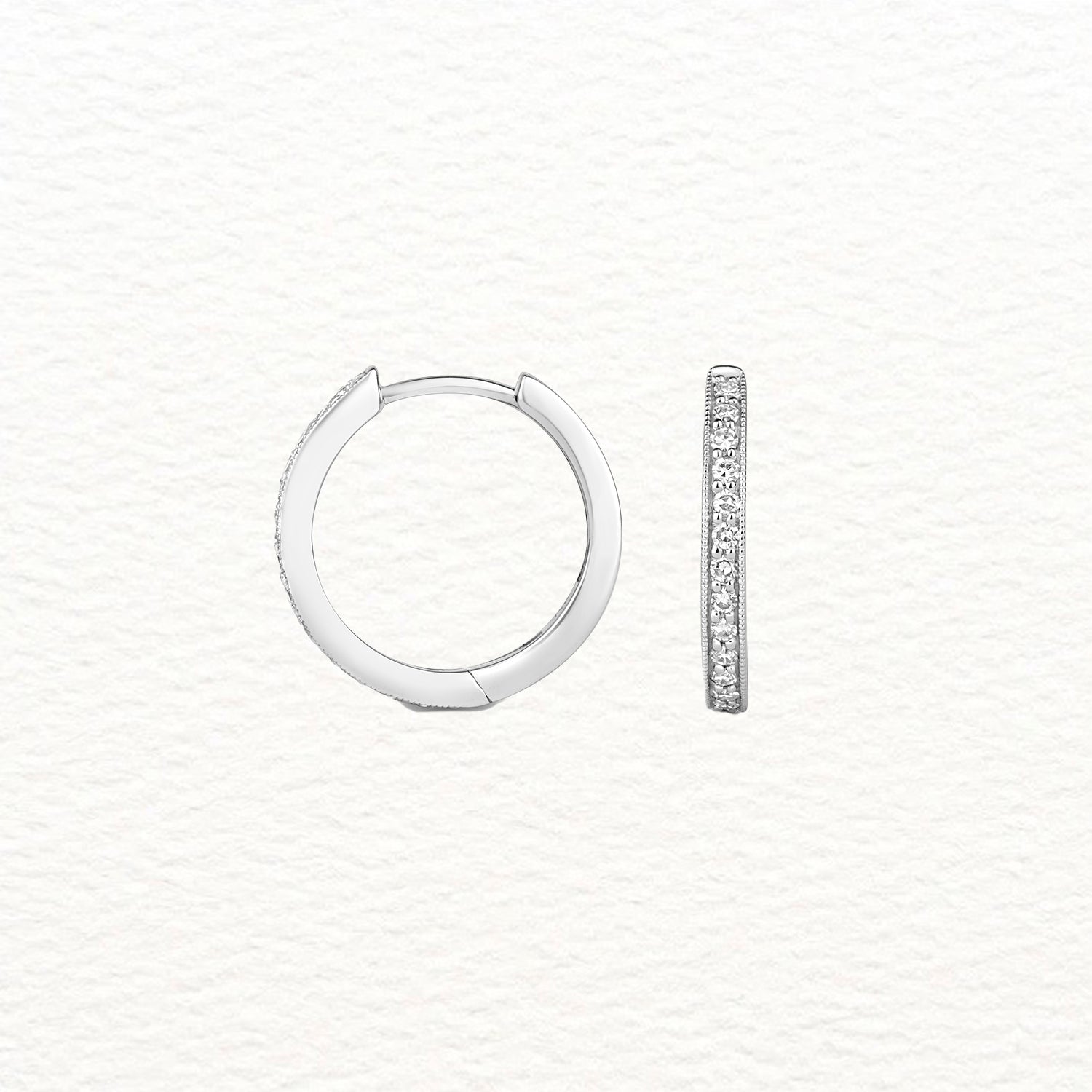 18K Gold and Single-Cut Diamond Hoop Earring