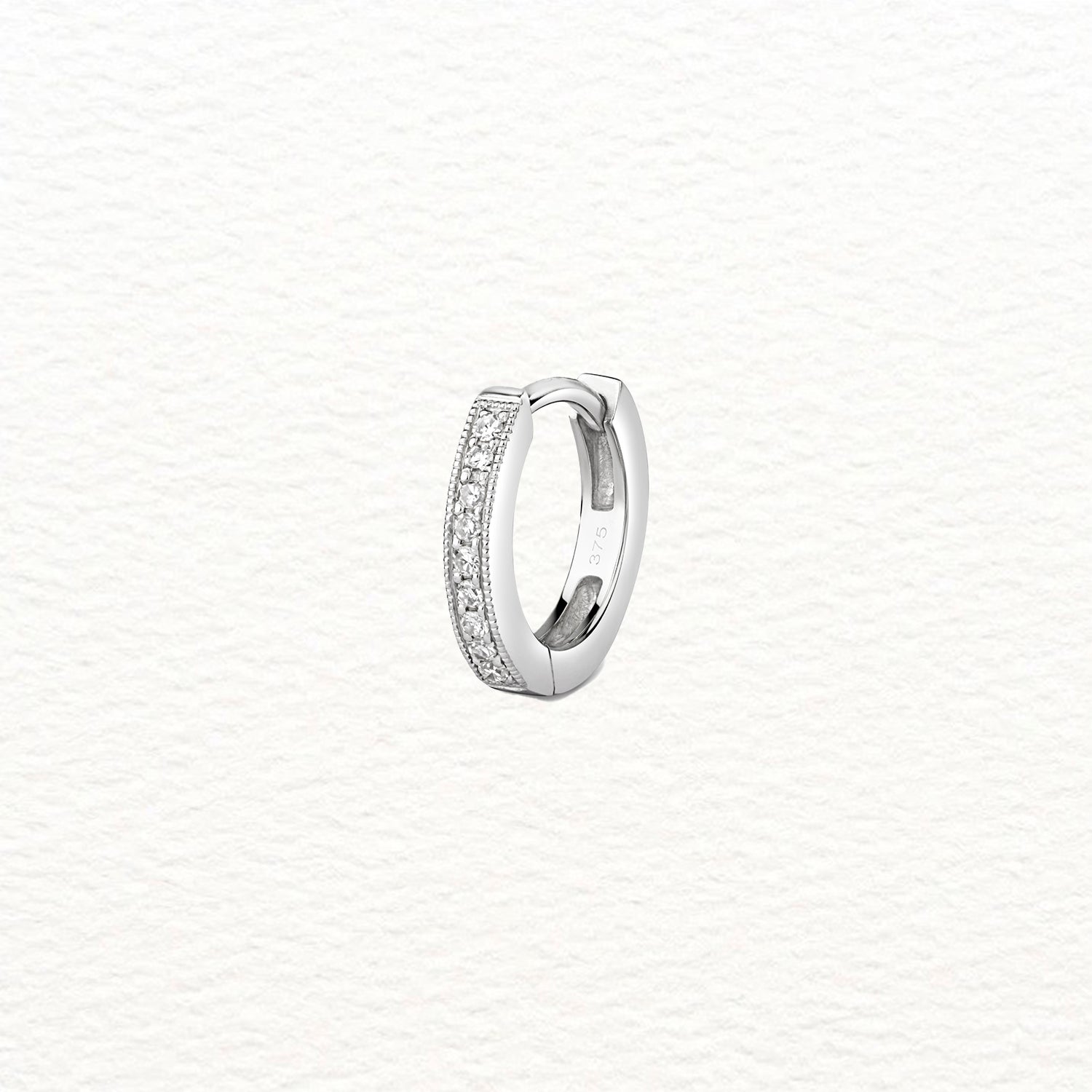 18K Gold and Single-Cut Diamond Hoop Earring