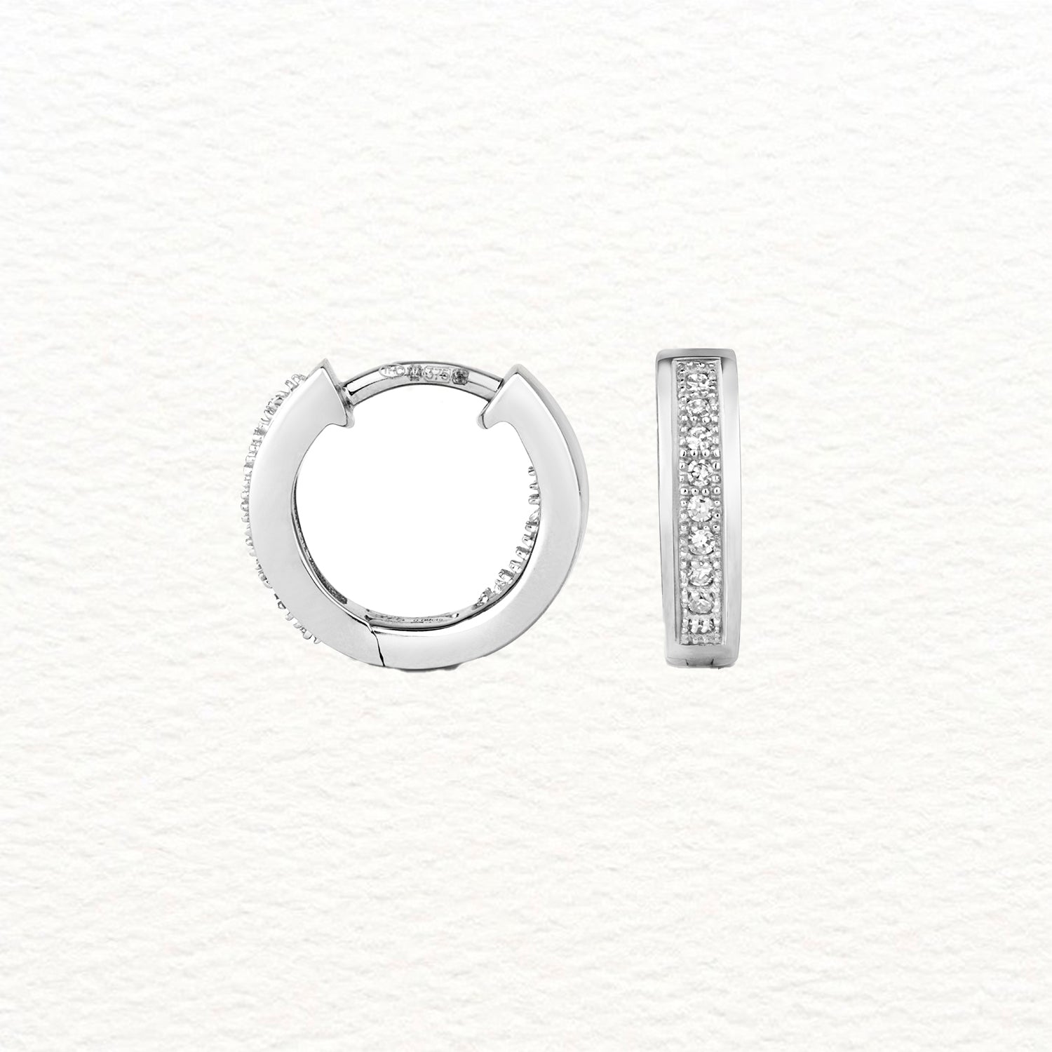 18K Gold and Diamond Row Huggie Earring