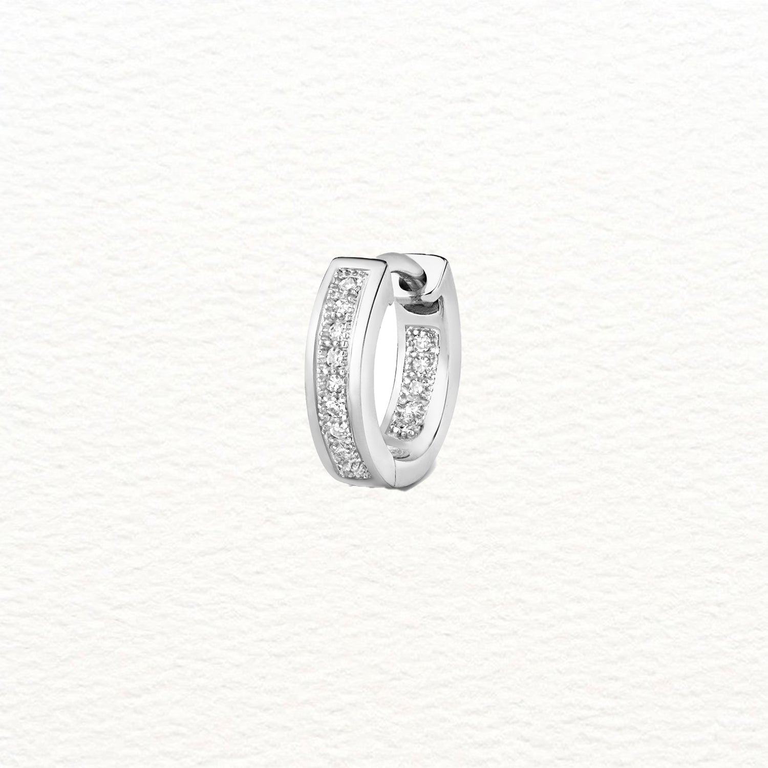 18K Gold and Diamond Row Huggie Earring