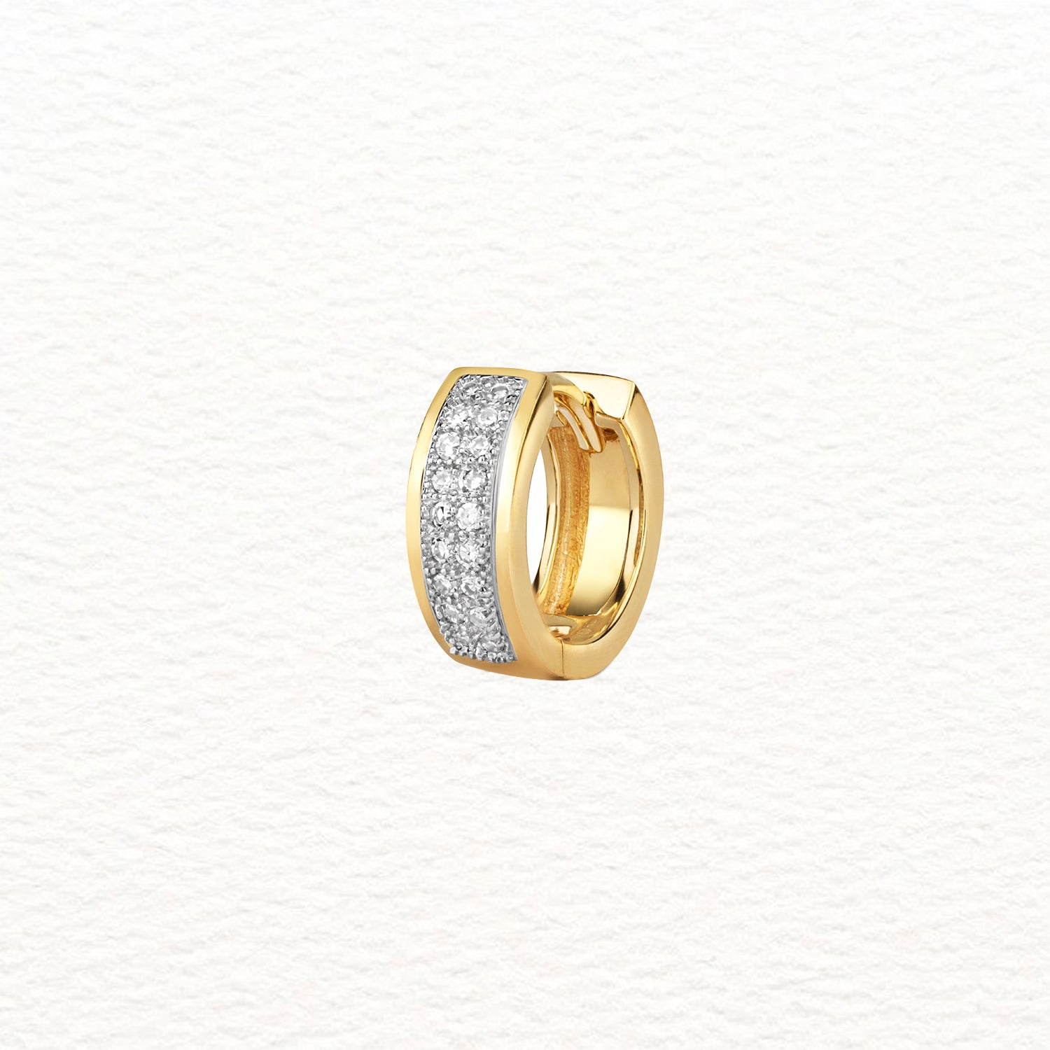 18K Gold and Diamond Double Row Huggie Earring
