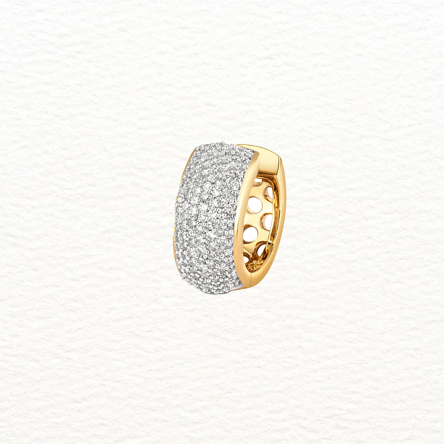 18K Gold and Diamond Pavé Huggie Earring