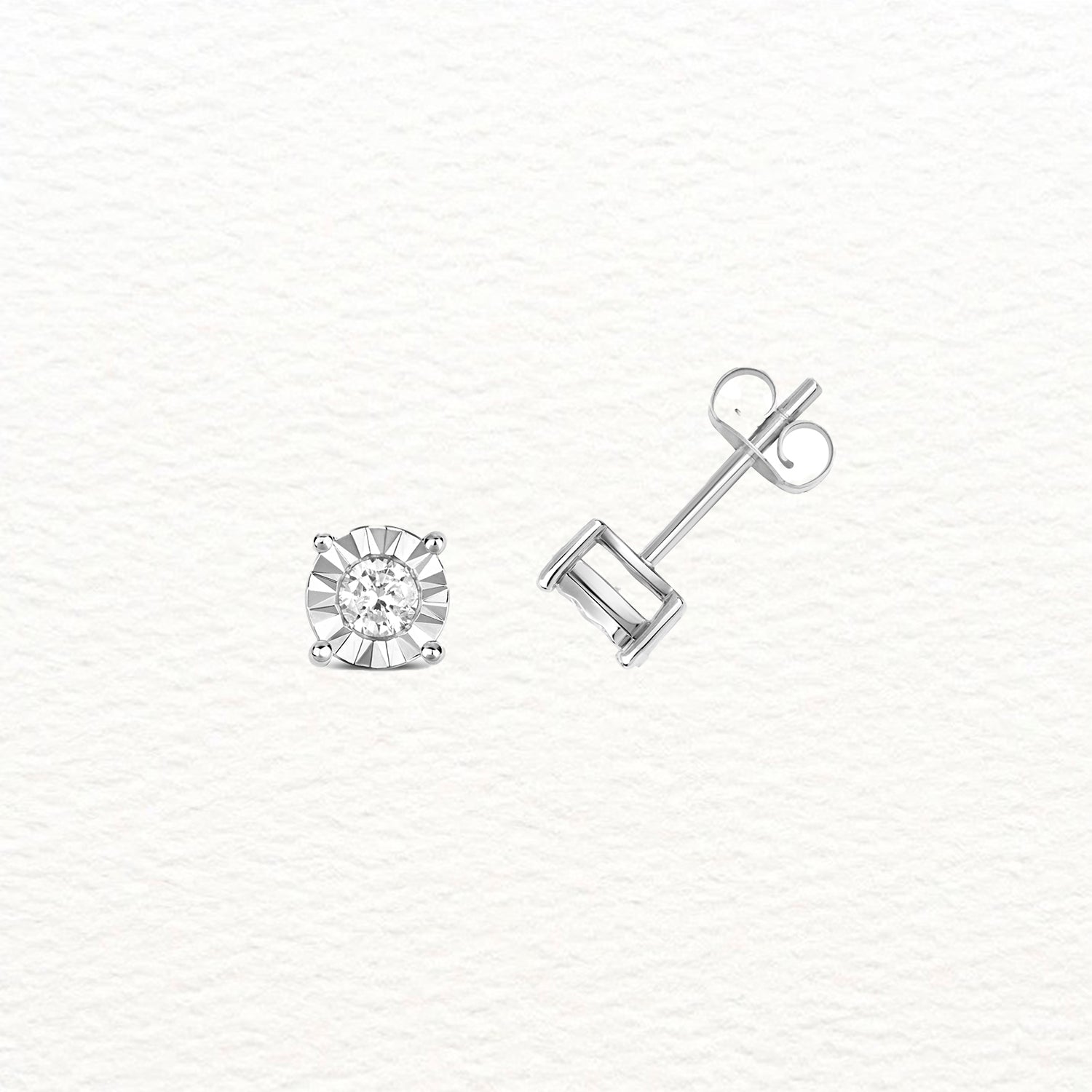 18K Gold and Diamond Metal Illusion Stud Earring