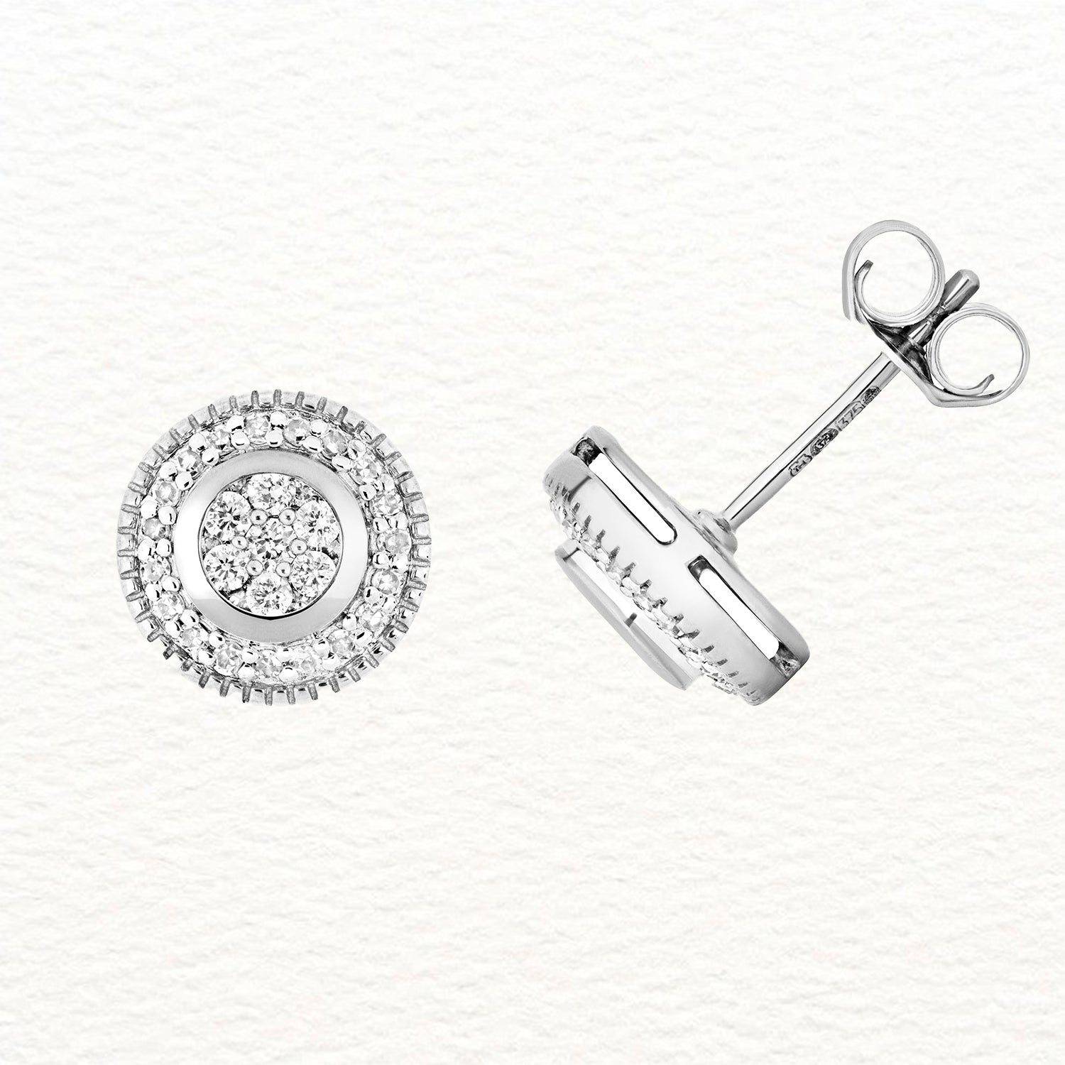 18K Gold and Diamond Concentric Stud Earring