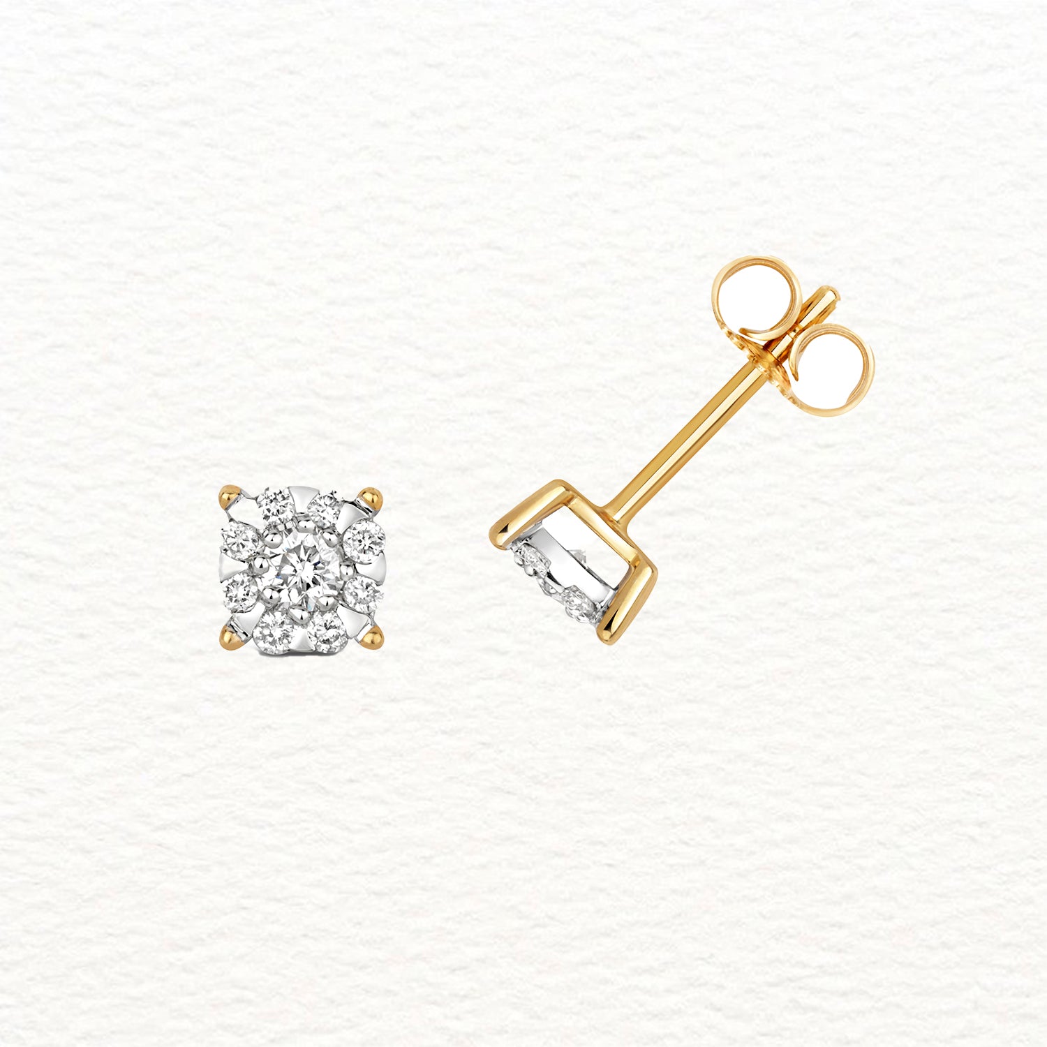 18K Gold and Diamond Brilliant Illusion Stud Earring