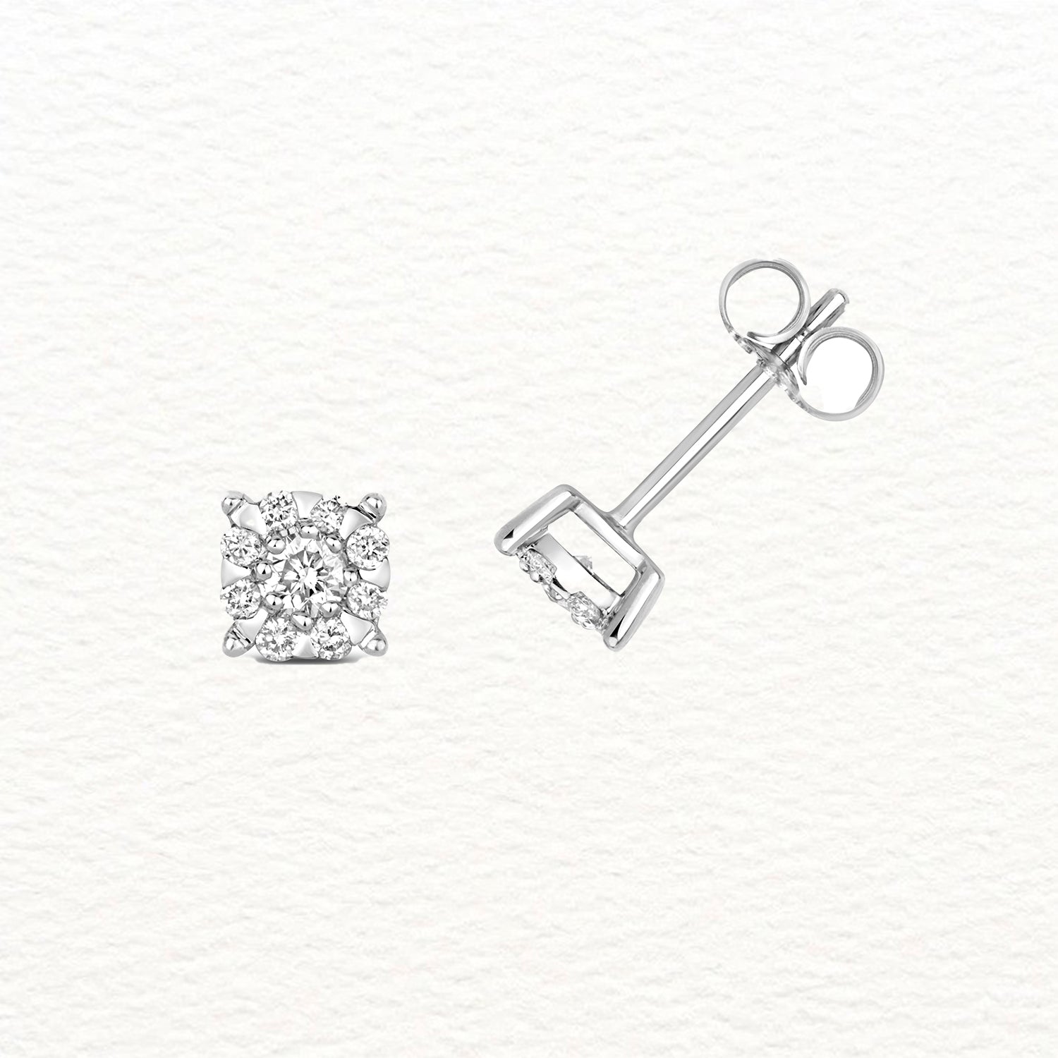 18K Gold and Diamond Brilliant Illusion Stud Earring