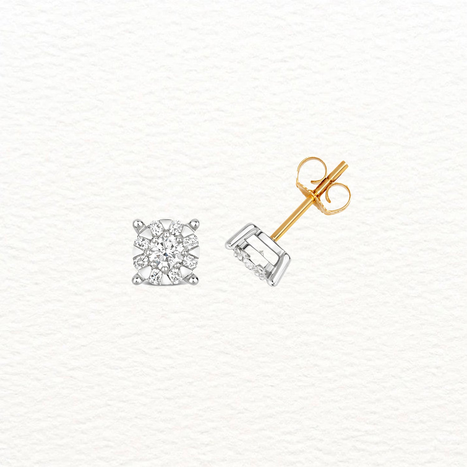 18K Gold and Diamond Brilliant Illusion Stud Earring