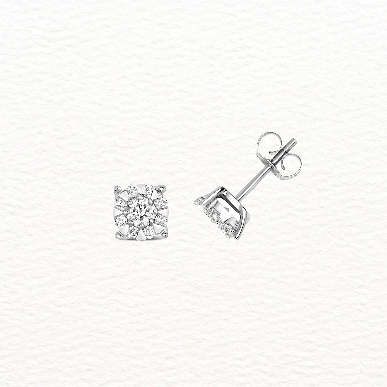 18K Gold and Diamond Brilliant Illusion Stud Earring