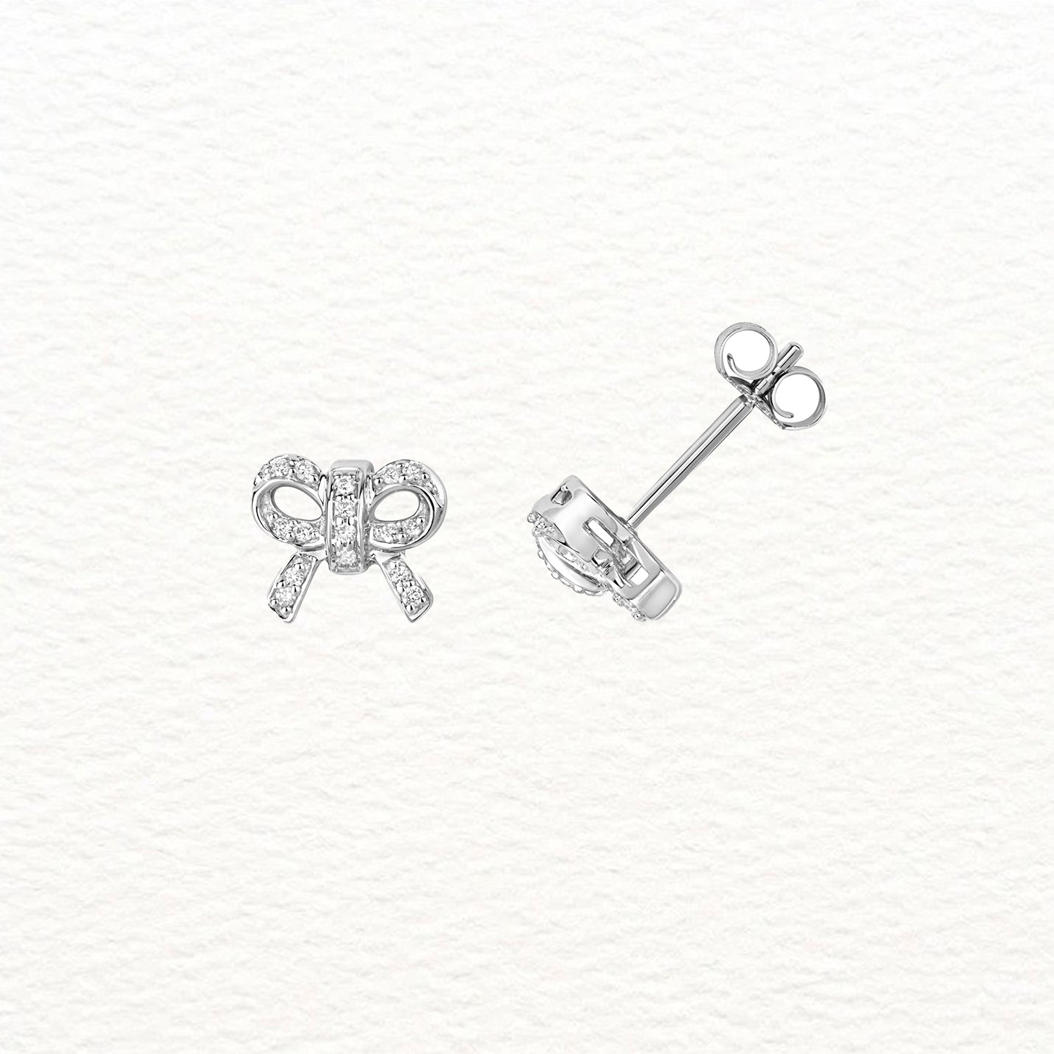 18K Gold and Diamond Bow Stud Earring