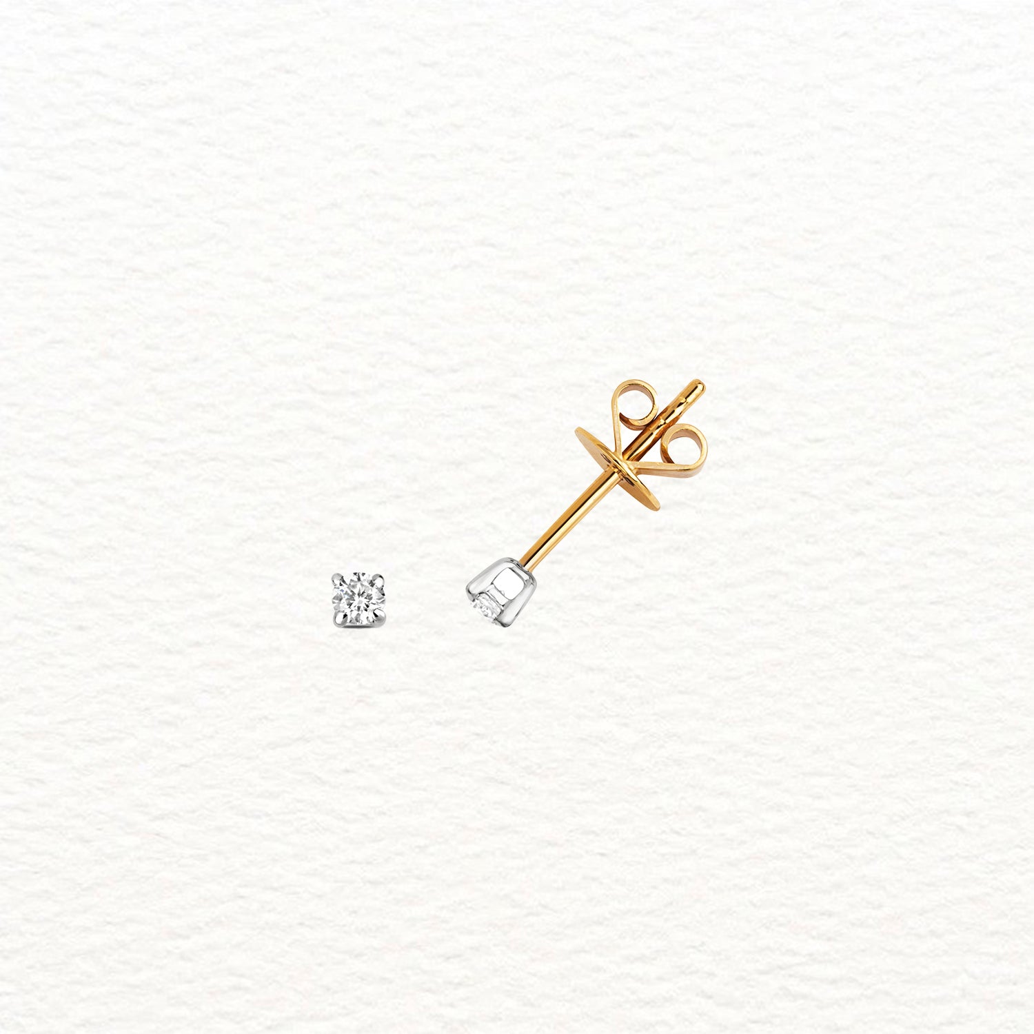 18K Gold and Diamond Solitaire Stud Earring