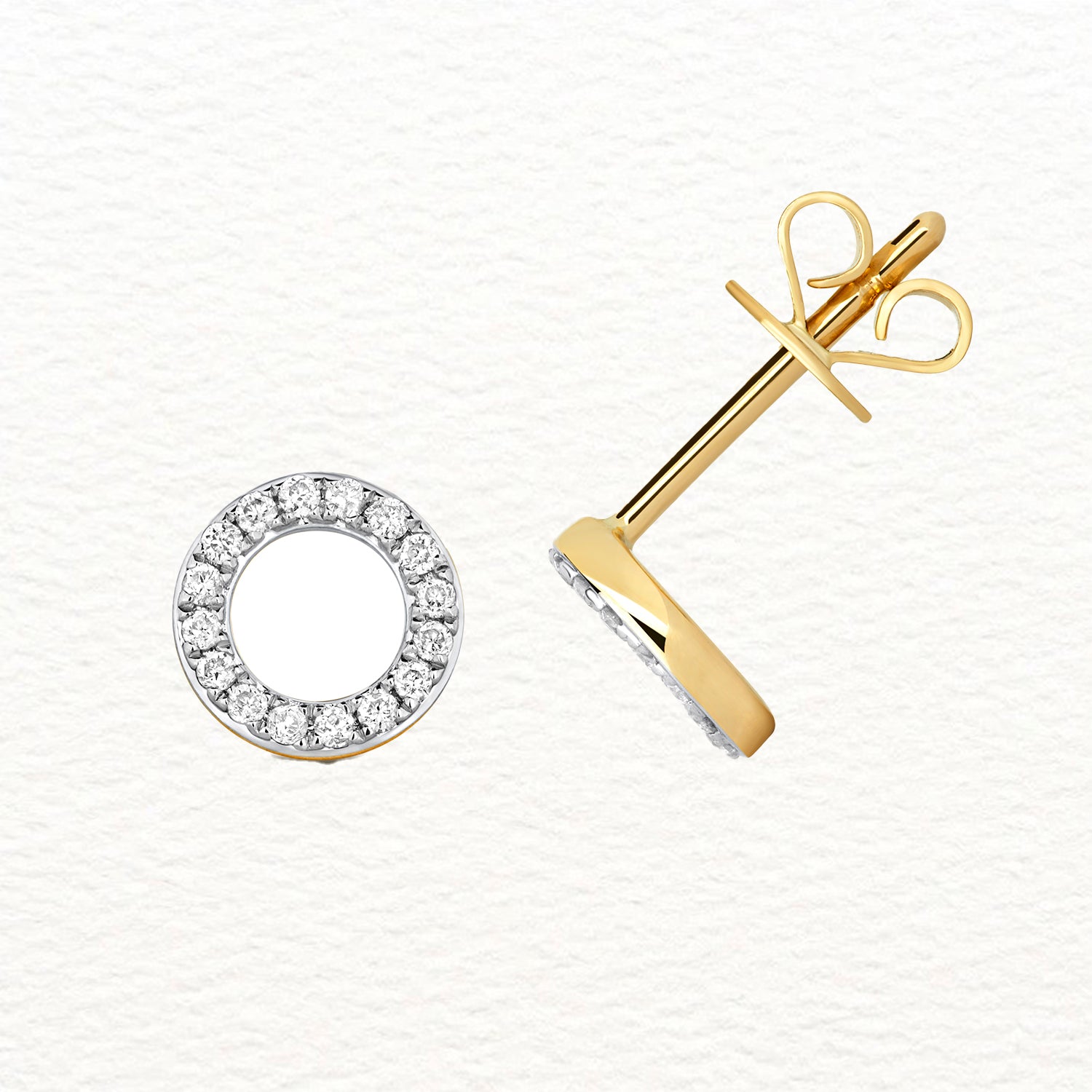 18K Gold and Diamond Halo Stud Earring