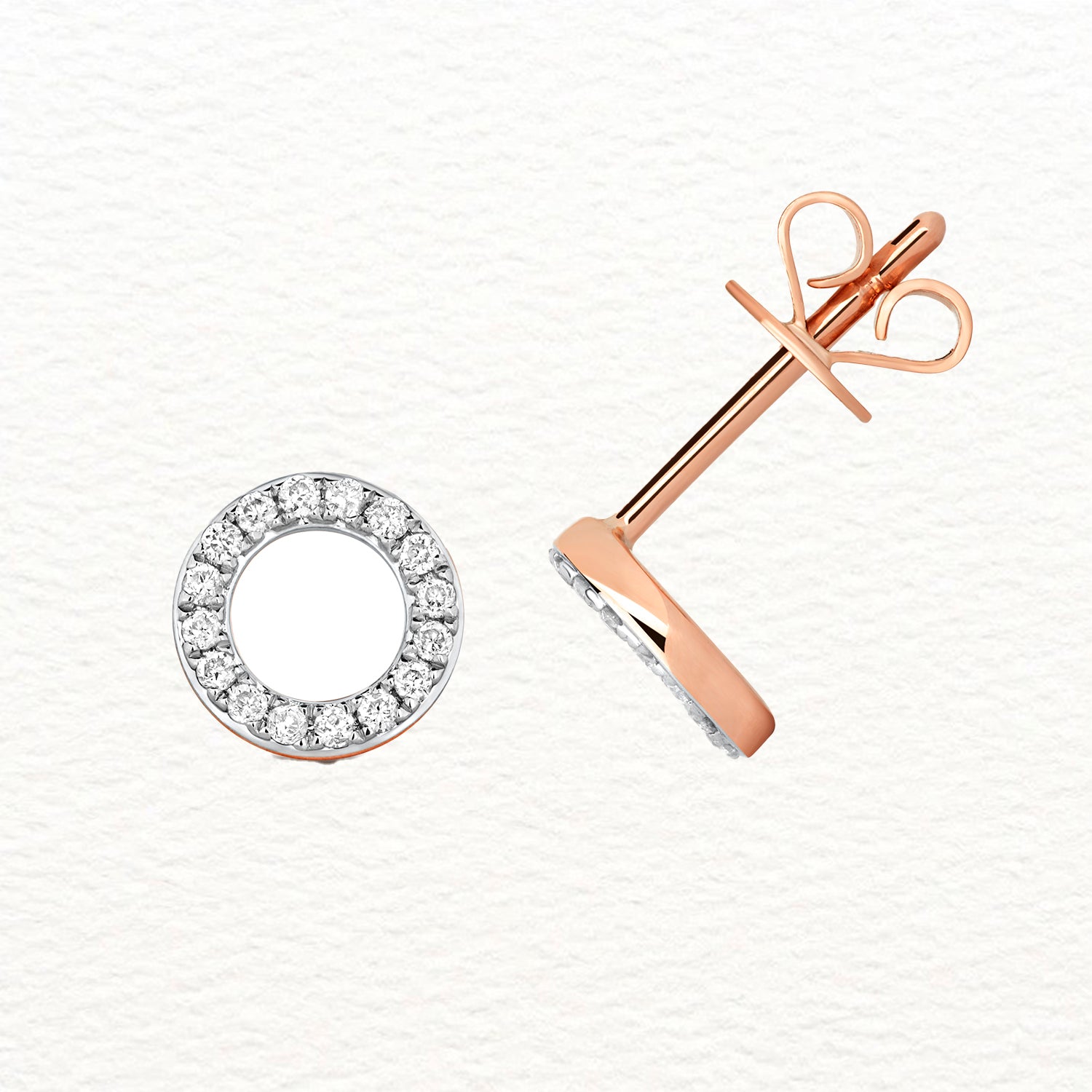 18K Gold and Diamond Halo Stud Earring