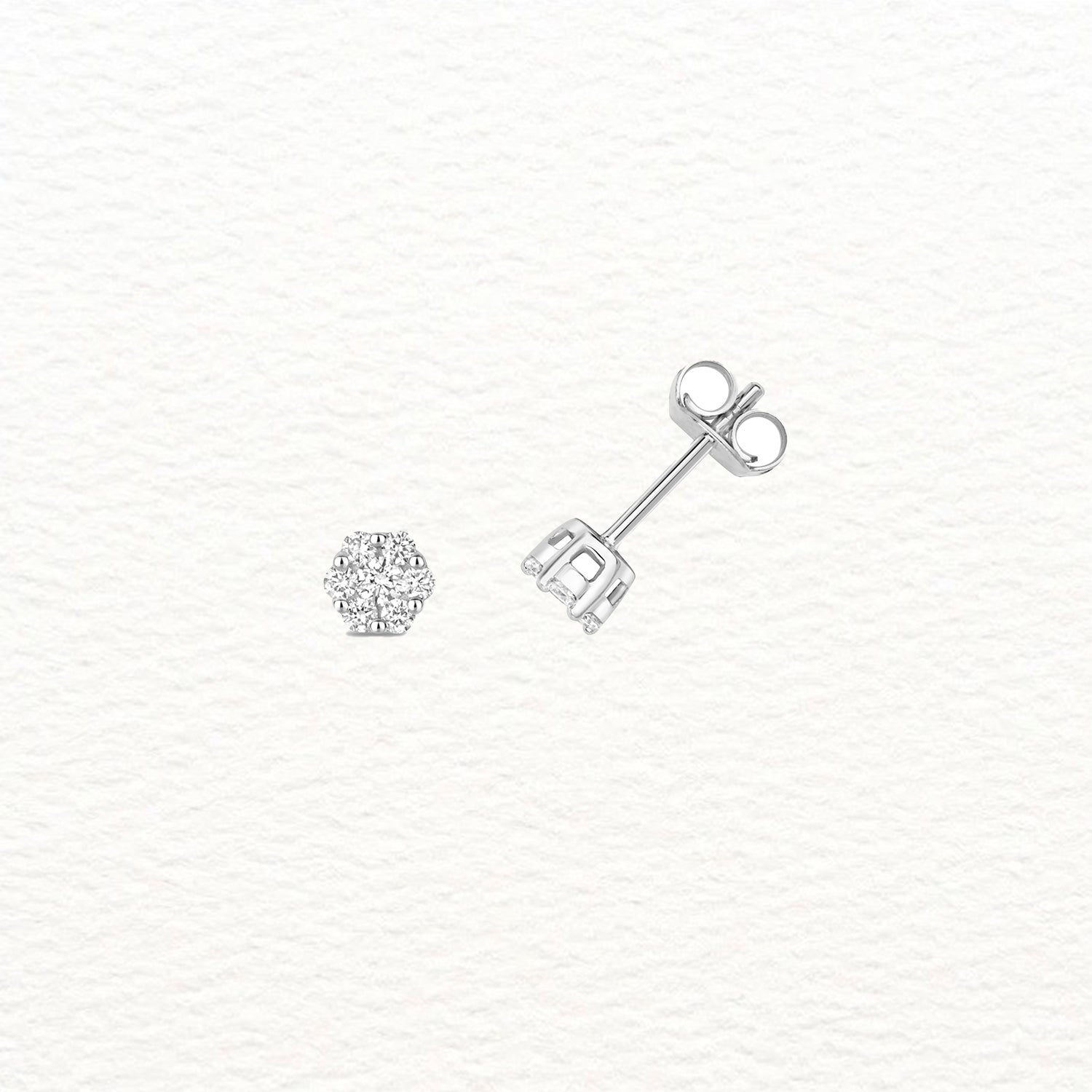 18K Gold and Diamond Cluster Stud Earring