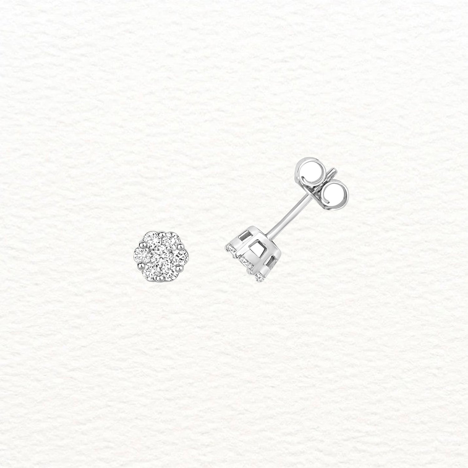 18K Gold and Diamond Cluster Stud Earring