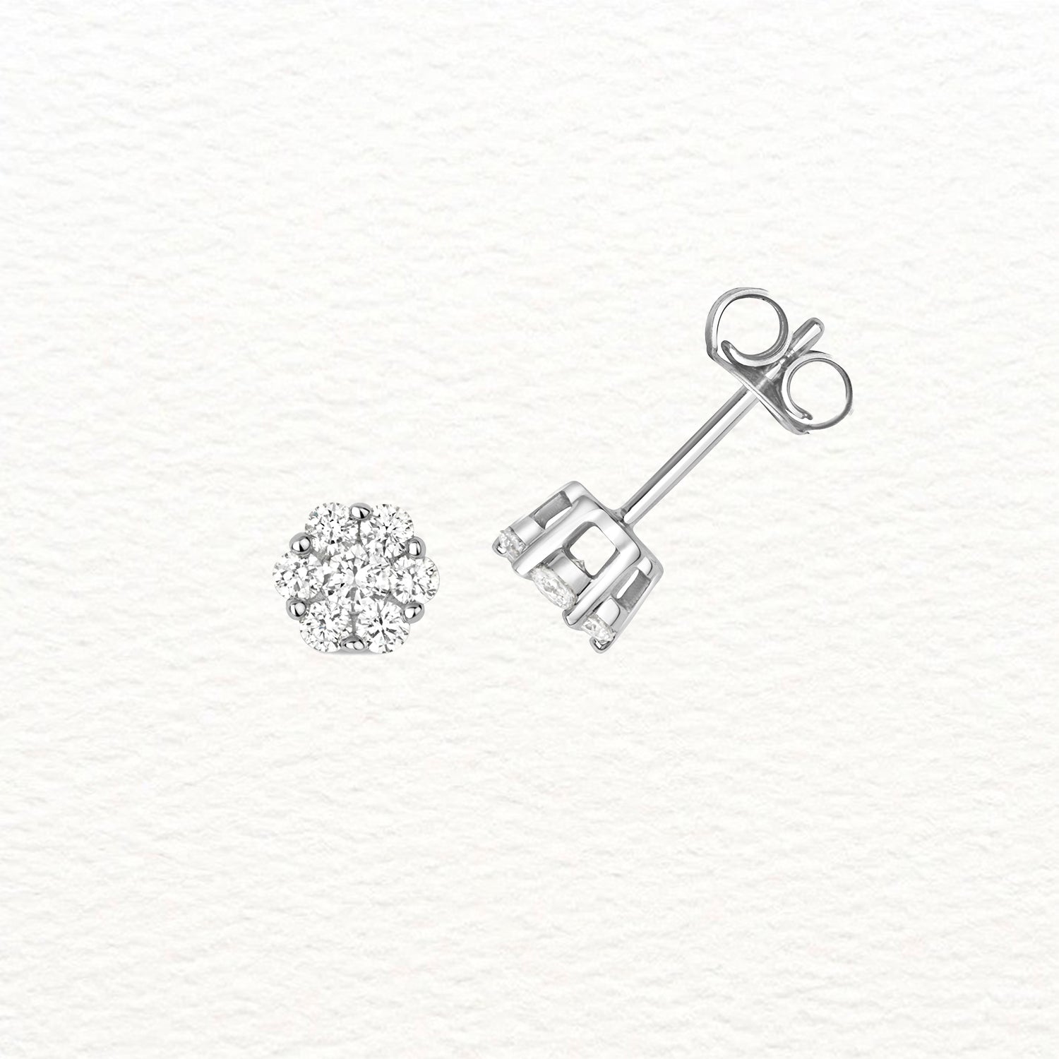 18K Gold and Diamond Cluster Stud Earring