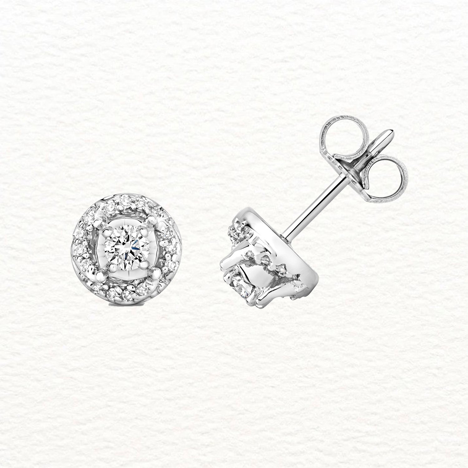 18K Gold and Diamond Twisted Concentric Stud Earring