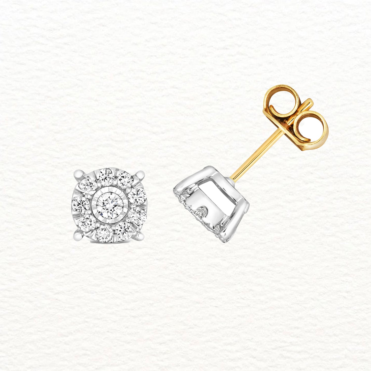 18K Gold and Diamond Brilliant Illusion Studs