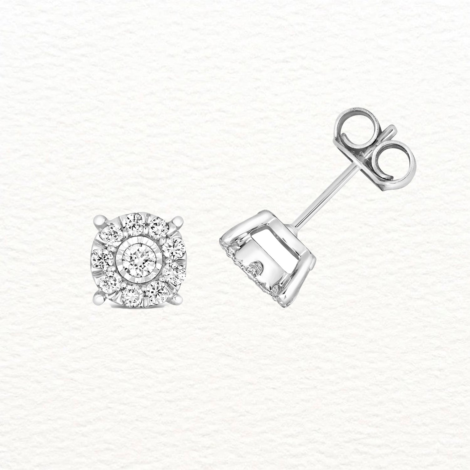 18K Gold and Diamond Brilliant Illusion Studs