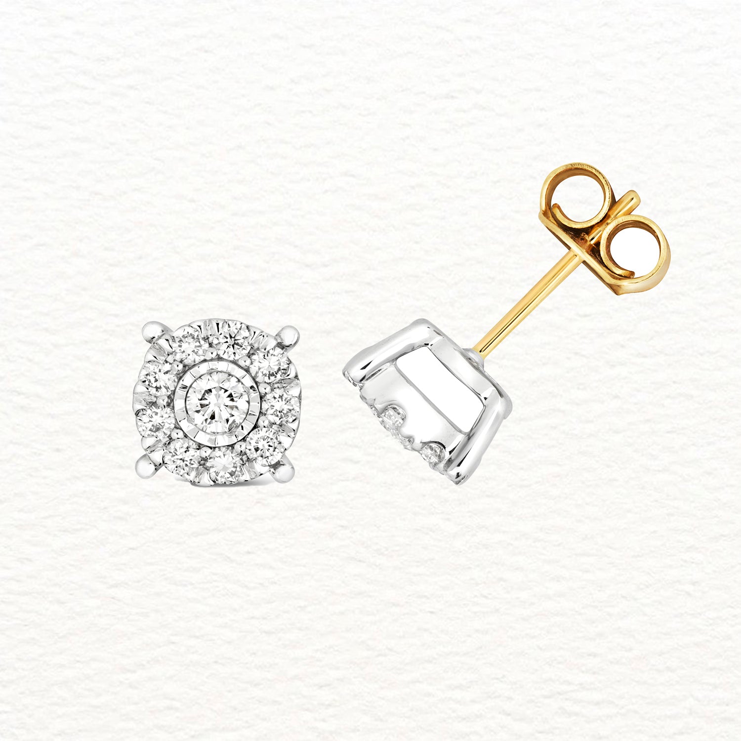 18K Gold and Diamond Brilliant Illusion Studs