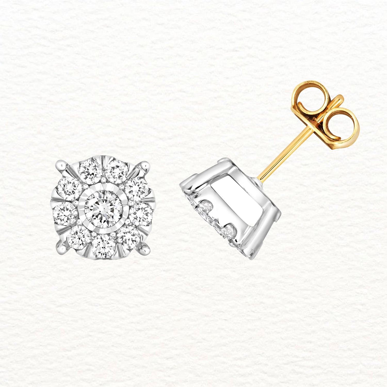 18K Gold and Diamond Brilliant Illusion Studs
