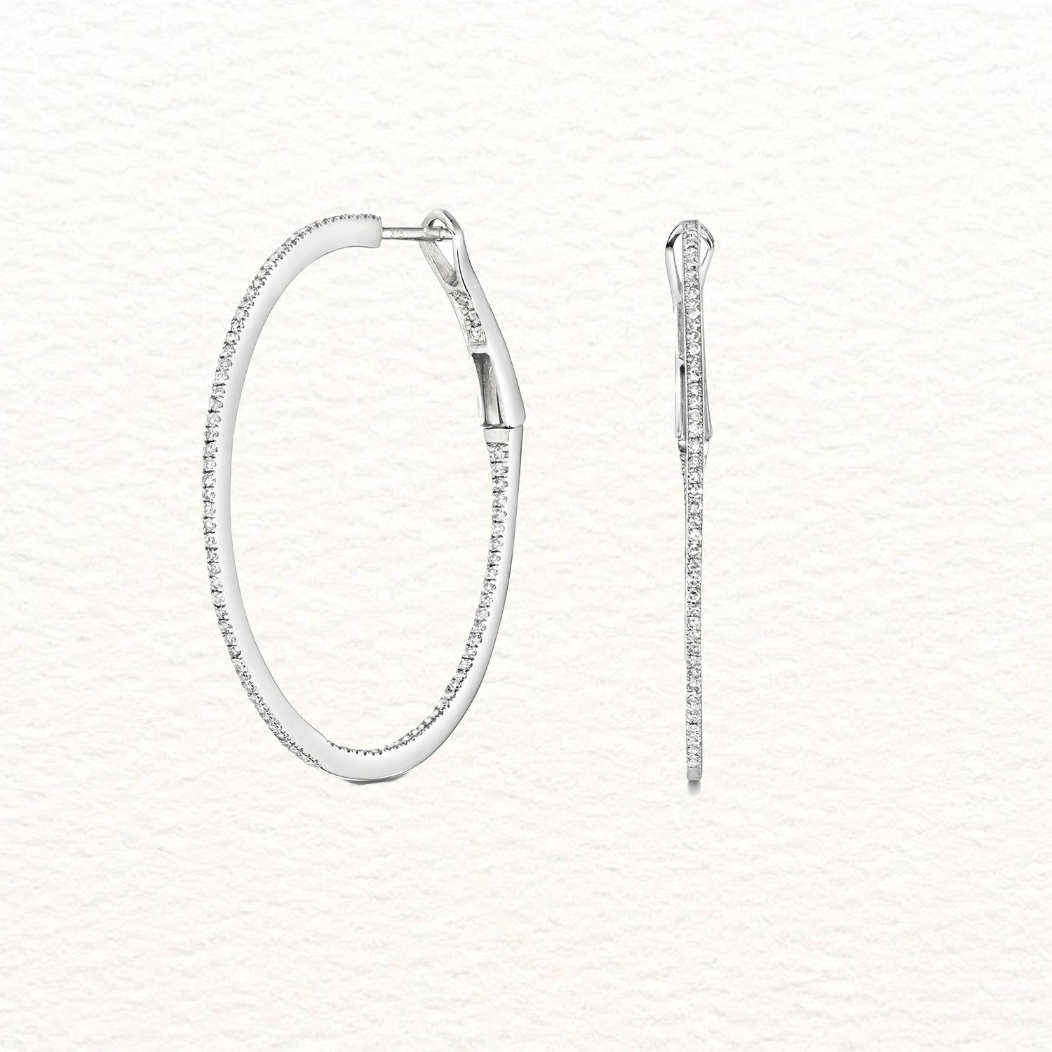 18K Gold and Diamond Eternity Hoop Earring