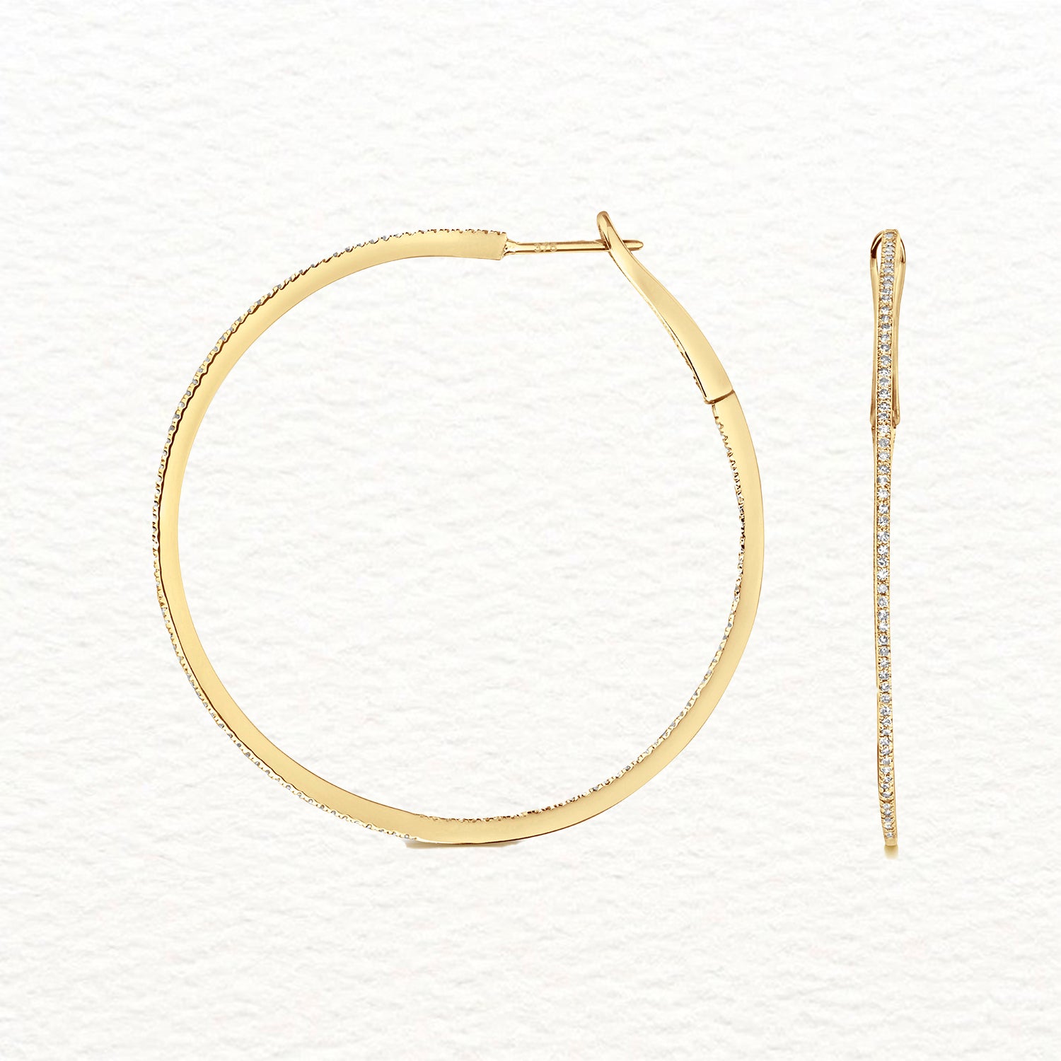 18K Gold and Diamond Eternity Hoop Earring