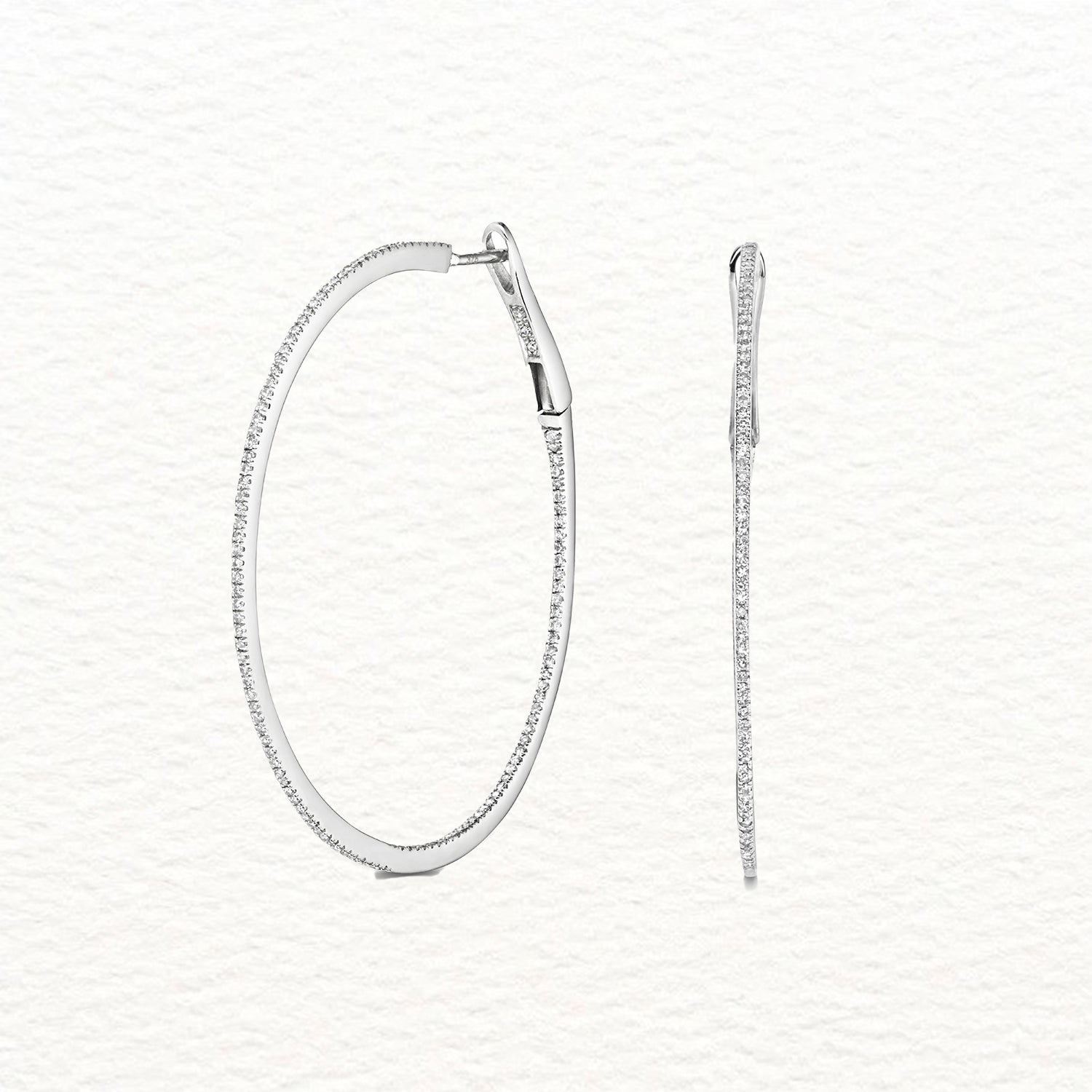 18K Gold and Diamond Eternity Hoop Earring