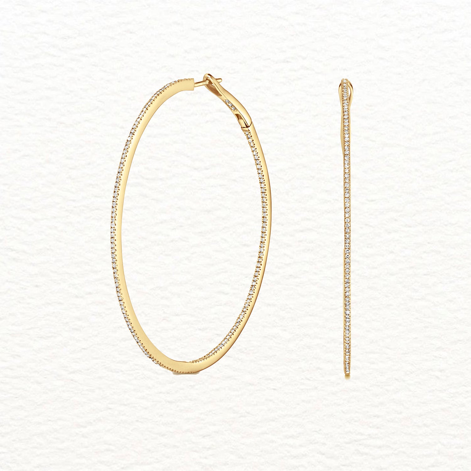 18K Gold and Diamond Eternity Hoop Earring