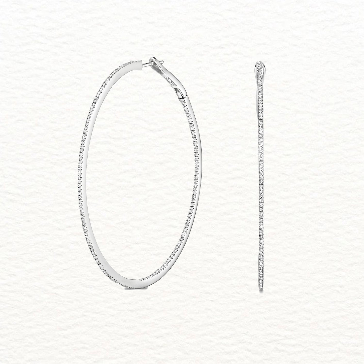 18K Gold and Diamond Eternity Hoop Earring
