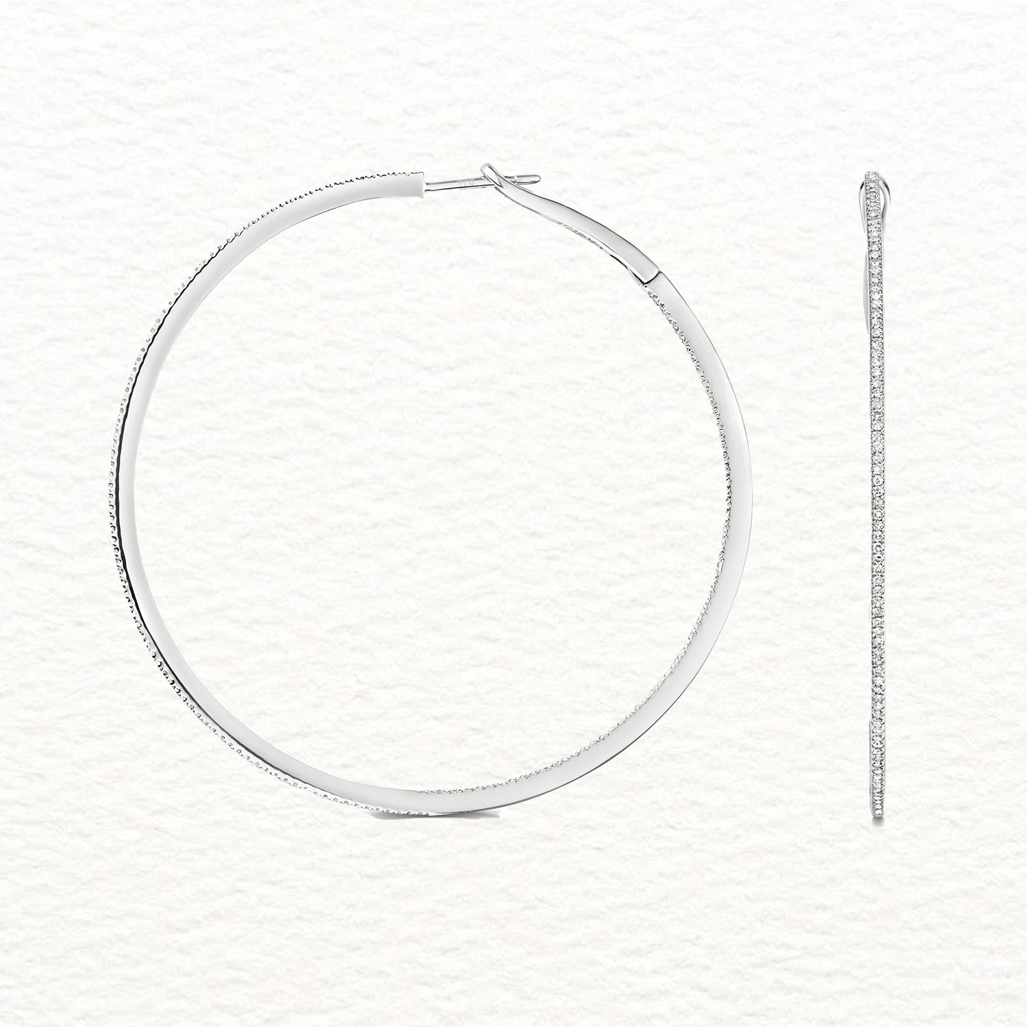 18K Gold and Diamond Eternity Hoop Earring