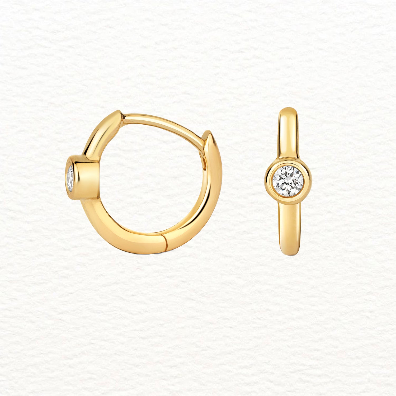 18K Gold and Diamond Rubover Huggie Earring